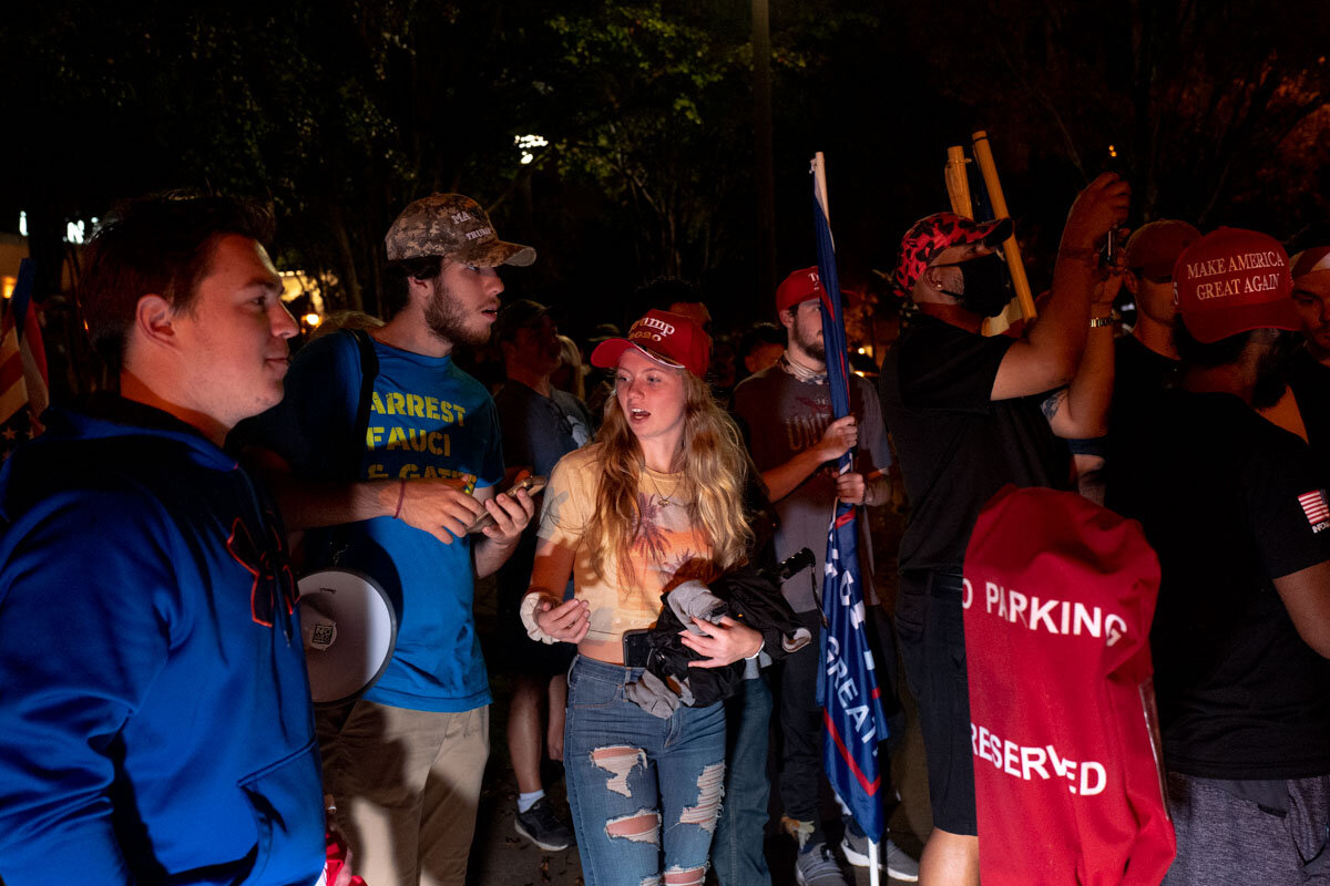  November 12th 2020 - A trump supporter waiting inn line to take a selfie with presenter of infowars.com Owen Schroyer during a rally of the #Stopthesteal Caravan in Raleigh. 