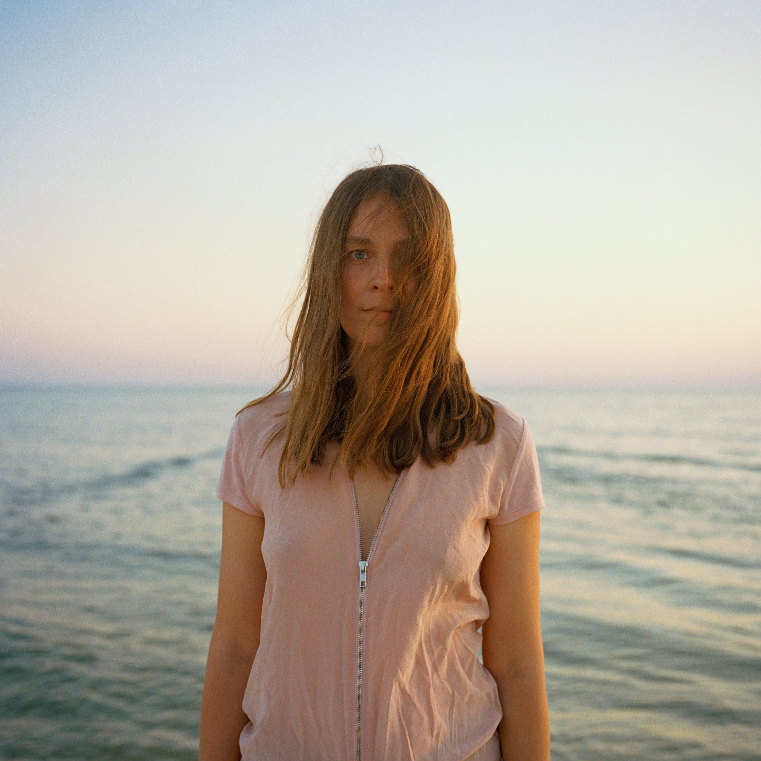  July 2019. Dolzhanskaya spit, Krasnodar Krai, Russia. Evgeniya Chapaykina, a photographer from Moscow, on holiday with her family on the Sea of Azov. 