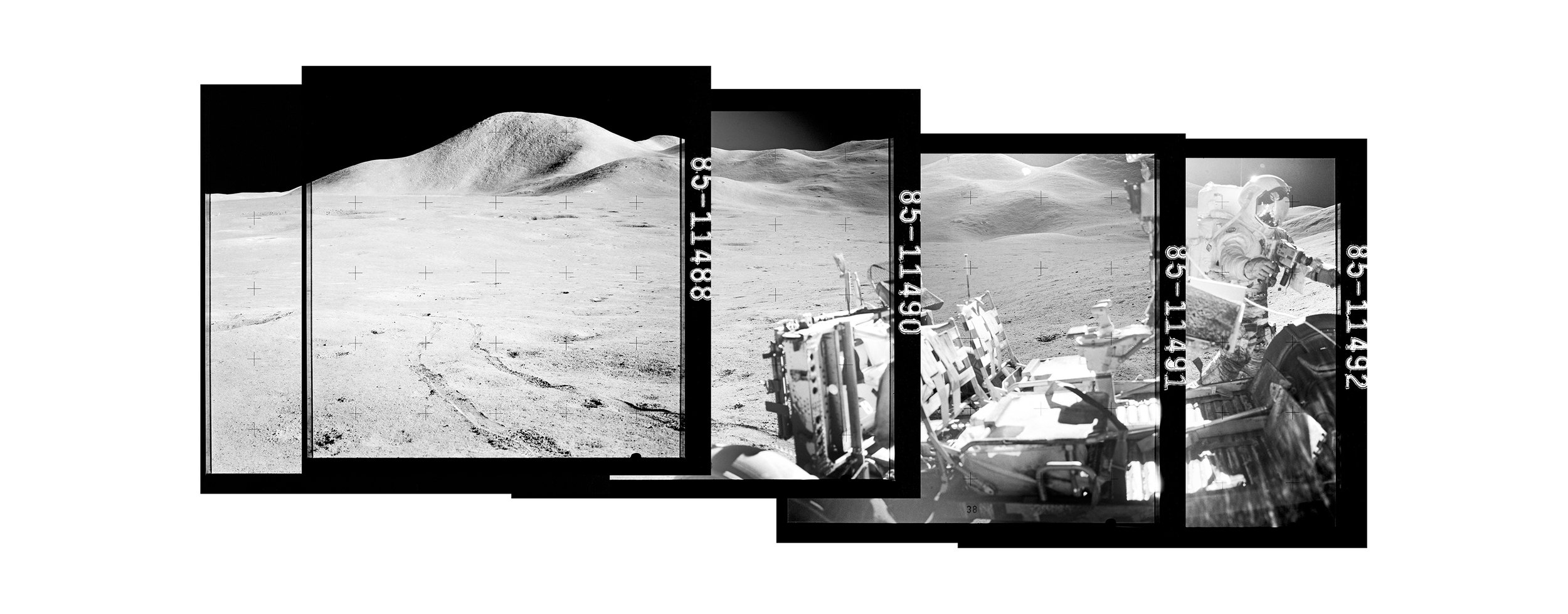  Hadley Mount, astronaut with Hasselblad medium format film camera (130x60)Apollo 15 magazine 85/LL - NASA photographs 1971 