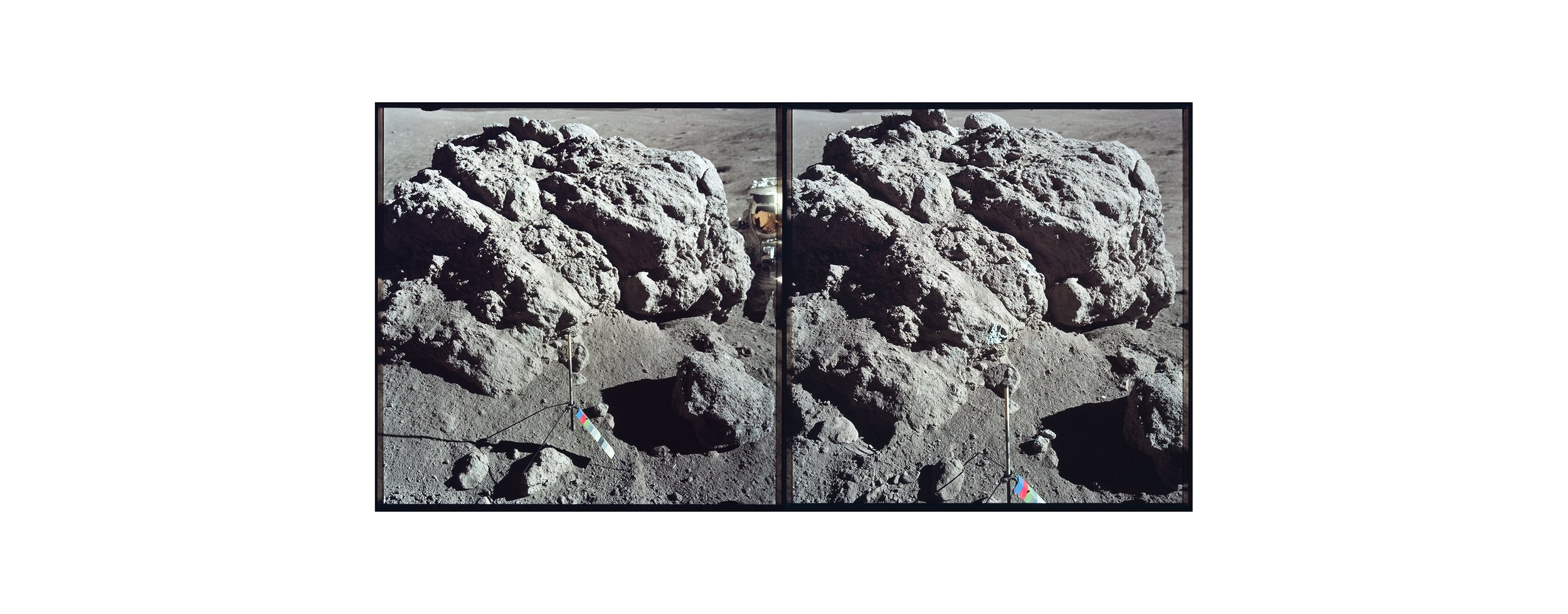  Taurus Mountains, astronaut and gnomon (100x60)Apollo 17 Magazine 137/C - NASA photographs 1972 