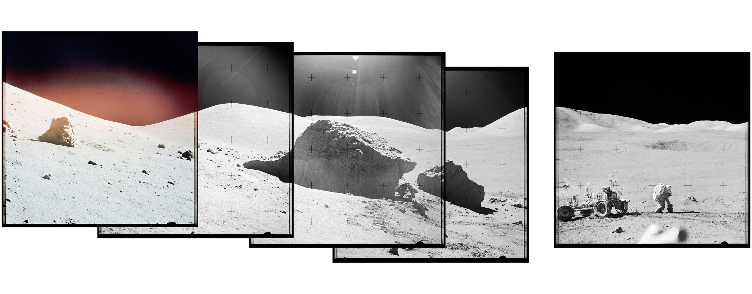  Taurus Mountains, LRV and astronaut (175x60)Apollo 17 Magazine 141/E & 141/L - NASA photographs 1972 