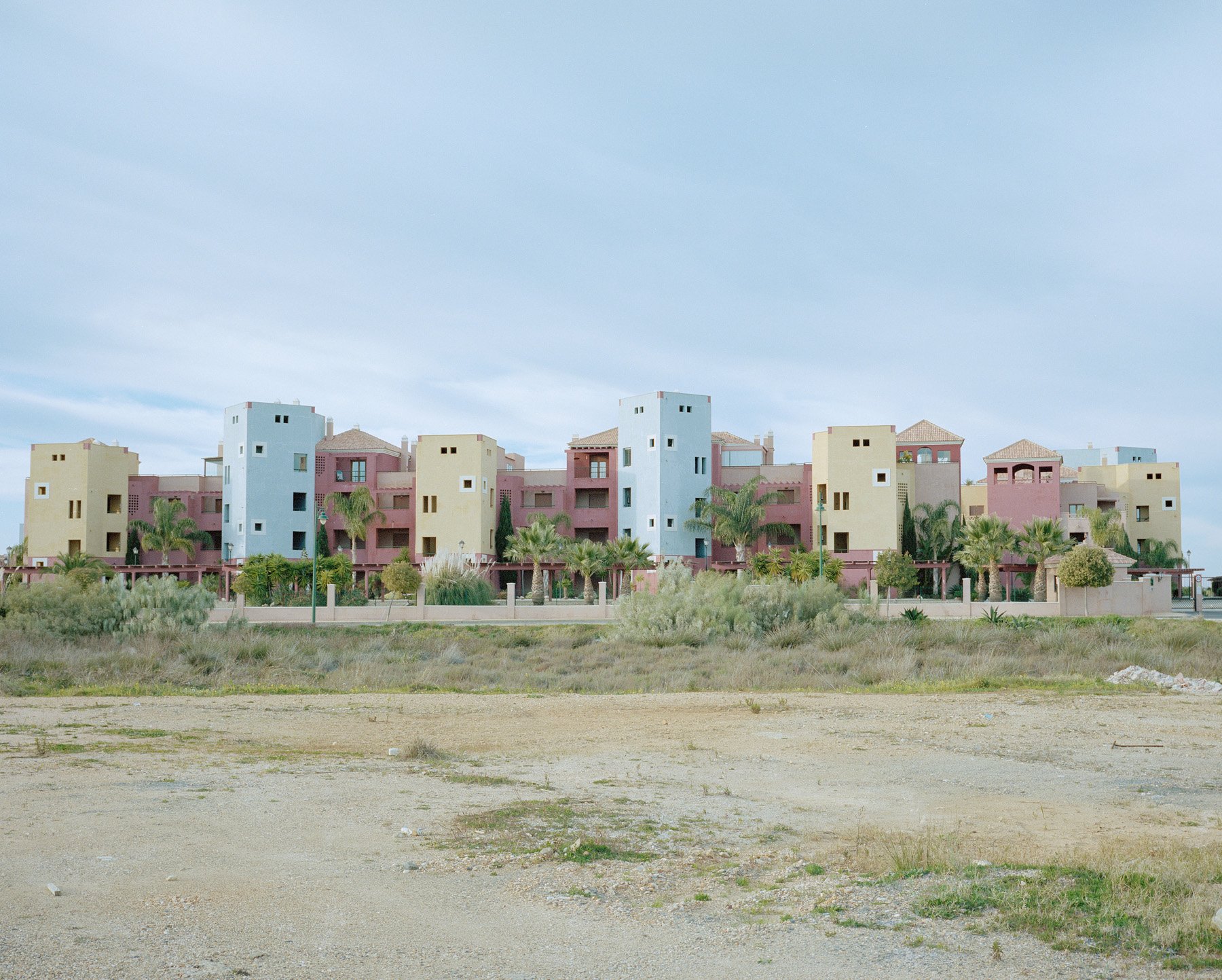  Spain, Ayamonte. 2015. Buildings on a beach of Ayamonte. Before the economical crisis Portugal and Spain strongly invest in civil construction, today several apartments built are empty while several buildings were left incomplete due to the lack of 