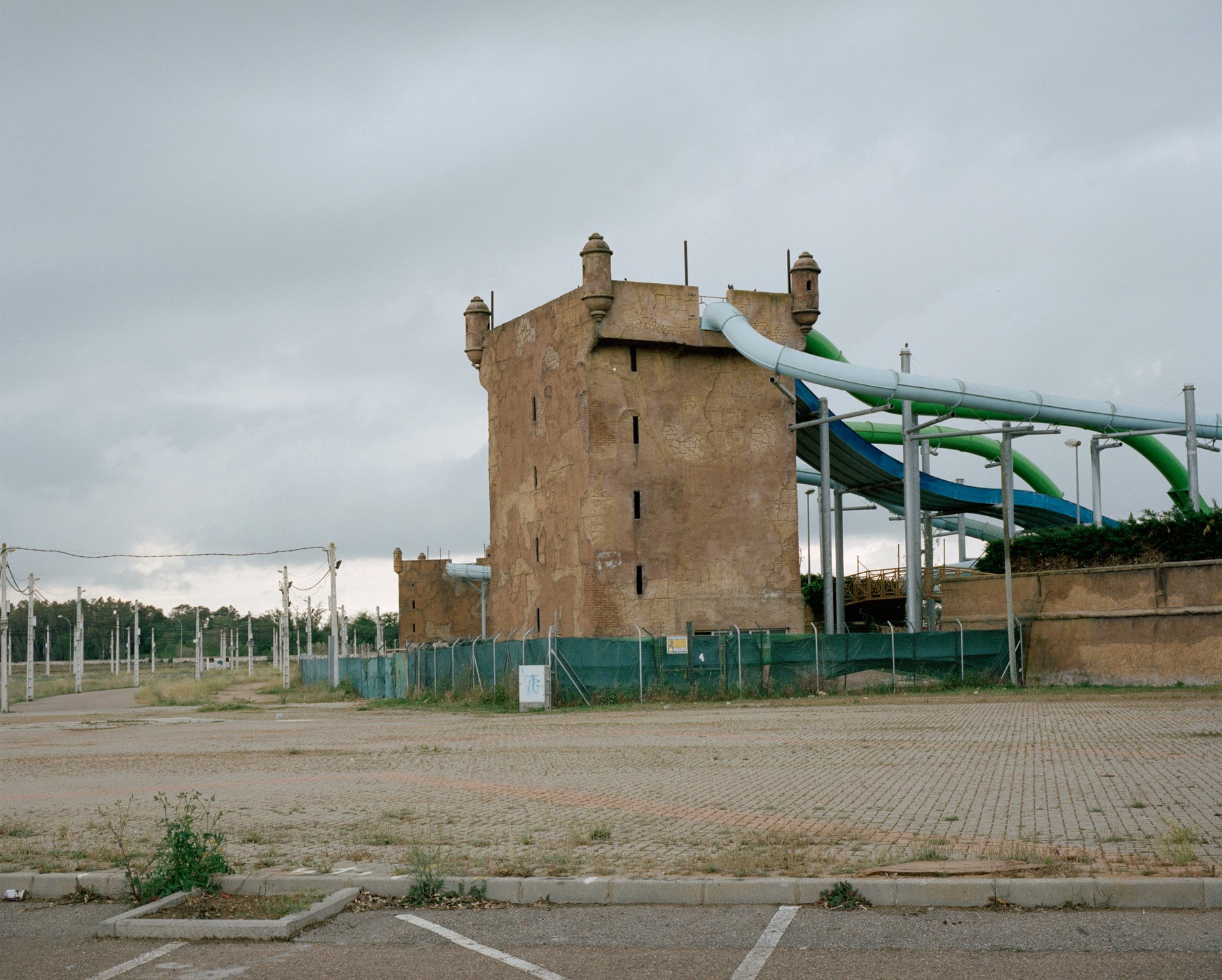  Spain, Badajoz. 2015. A water park built with the shape of a middle age castle. 