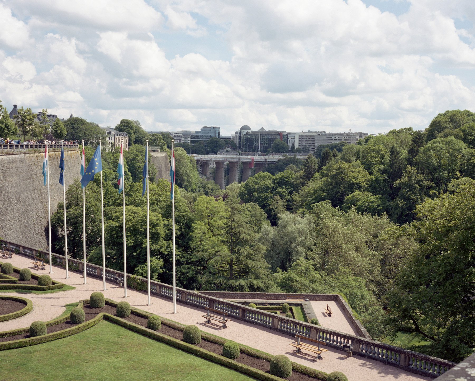  Luxembourg, Luxembourg, 2019. A view of the city center. In 2011, according to IMF, Luxembourg was the second richest country in the world. Its economy is mainly based in banking and finance. Luxembourg is the world’s second largest investment fund 