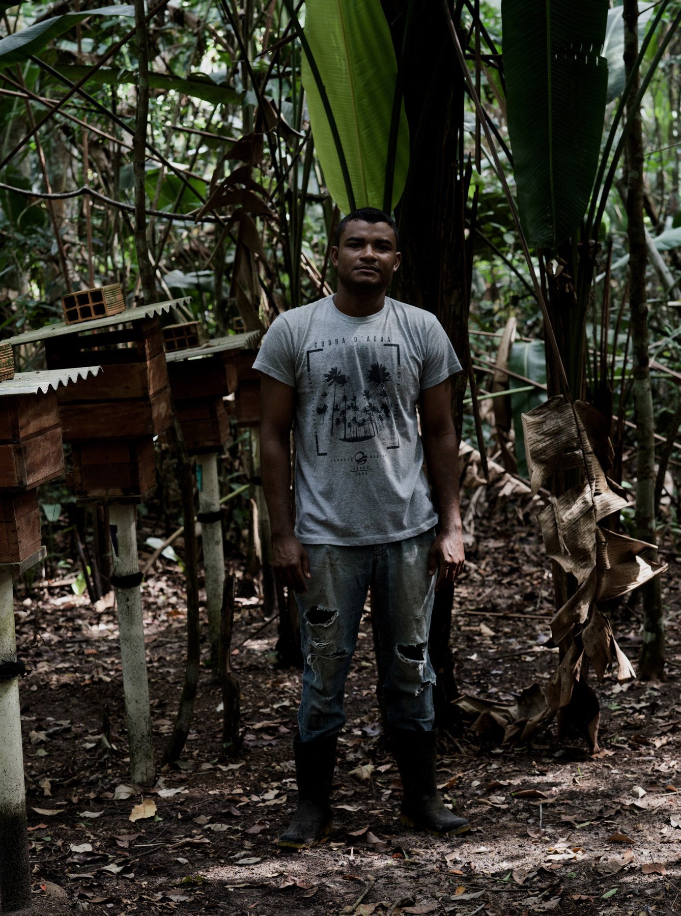  Boa Vista Da Acará, 2023. A portrait of a meliponiculturist of the community of Boa Vista do Acará. The members of the Community are small farmers with lower income, the honey production is a side income respect the main activities. The stingless be