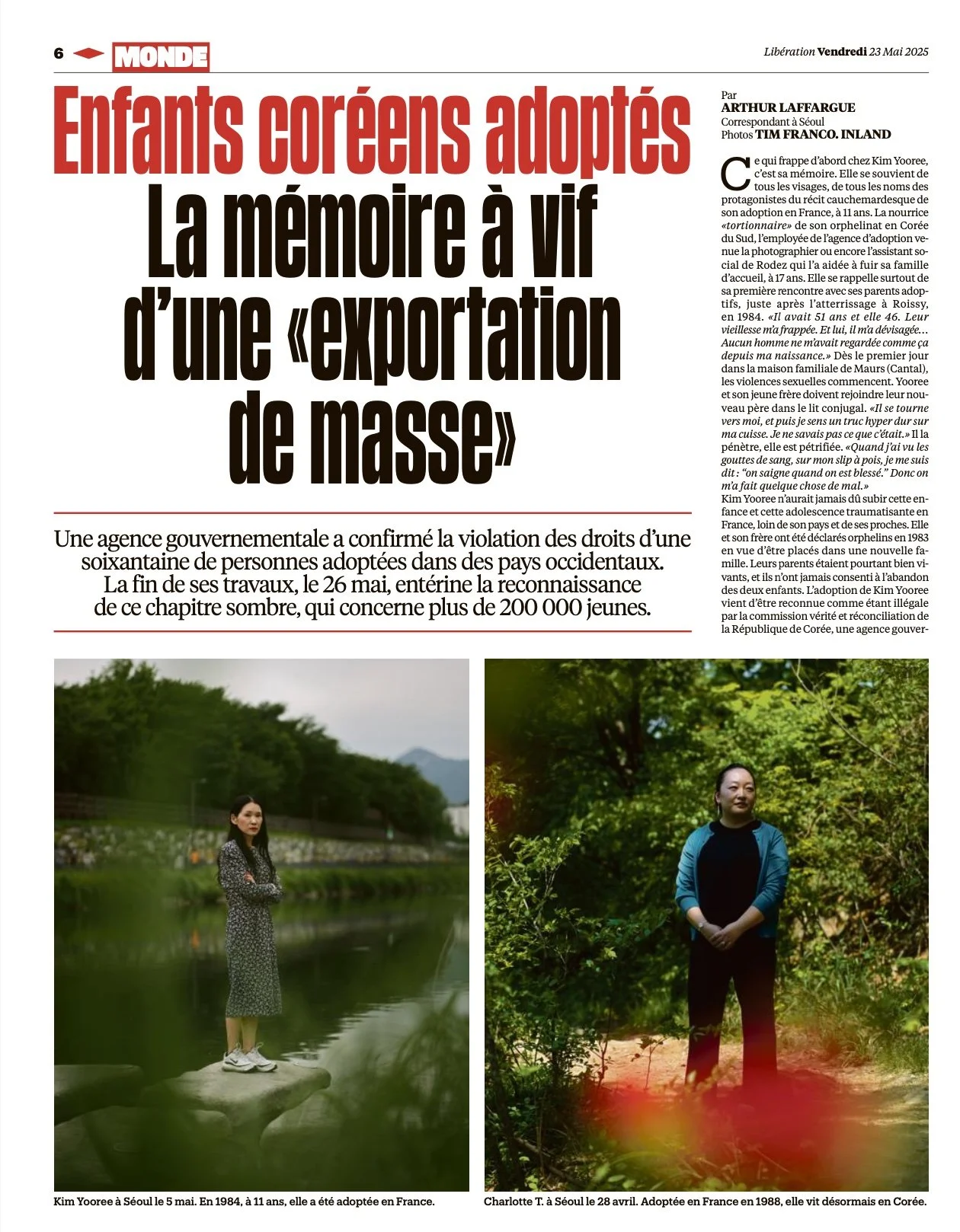 Portraits of Korean adoptees for Libération, France | Tim Franco
