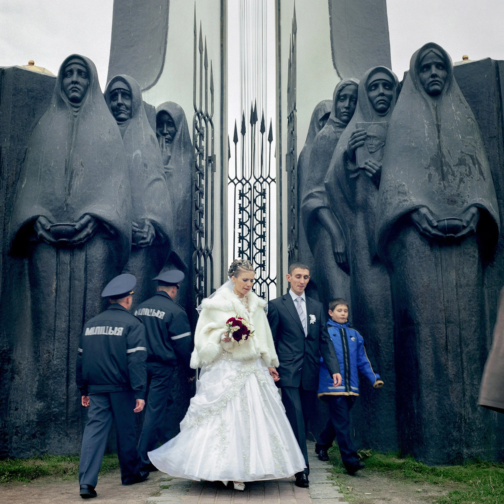  Wedding at war memorial of the Afghan war on Tears Island in Minsk. 