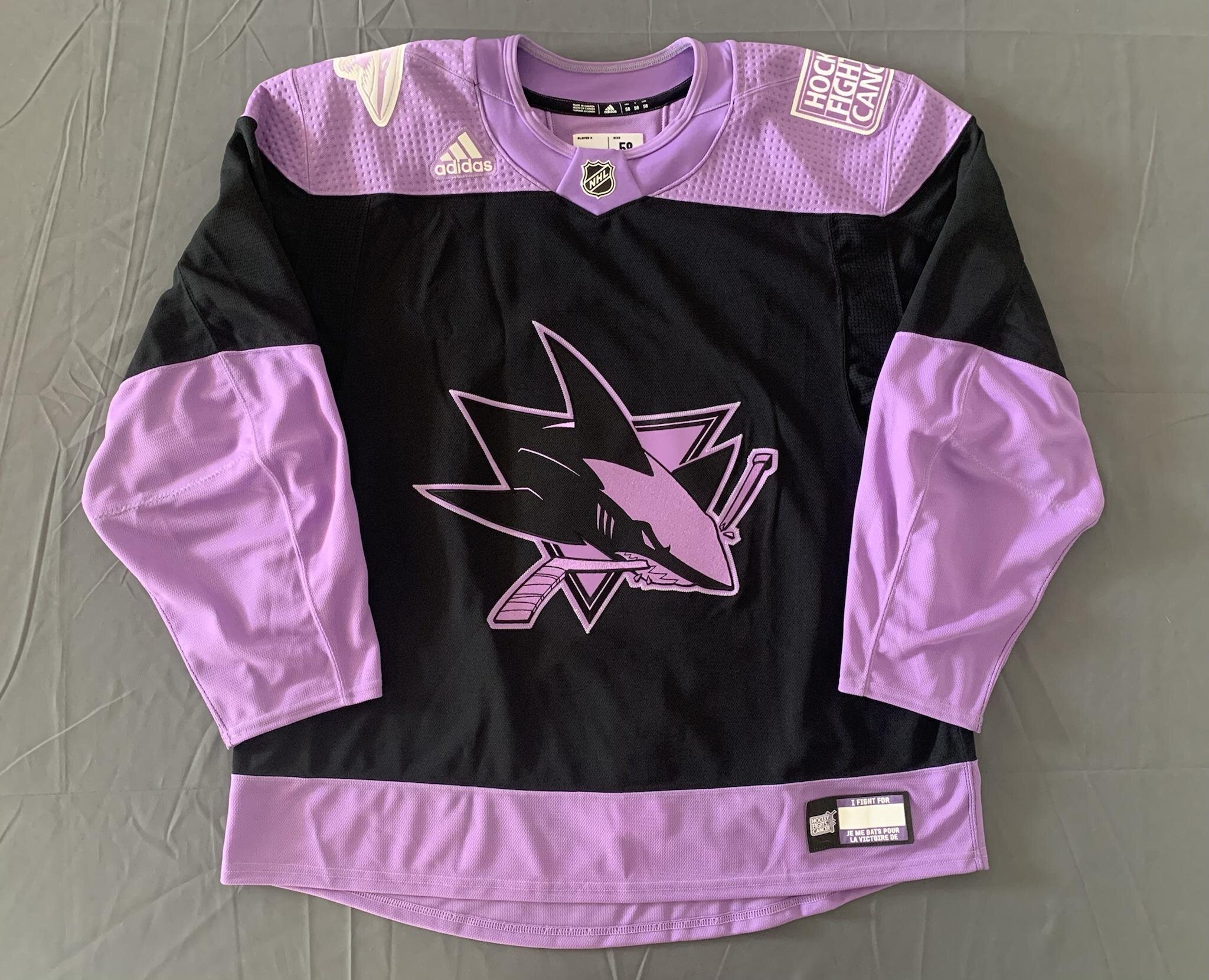 San Jose Sharks Hockey Fights Cancer 2021 Shirsey Jersey XL SGA 🏒🏒🏒