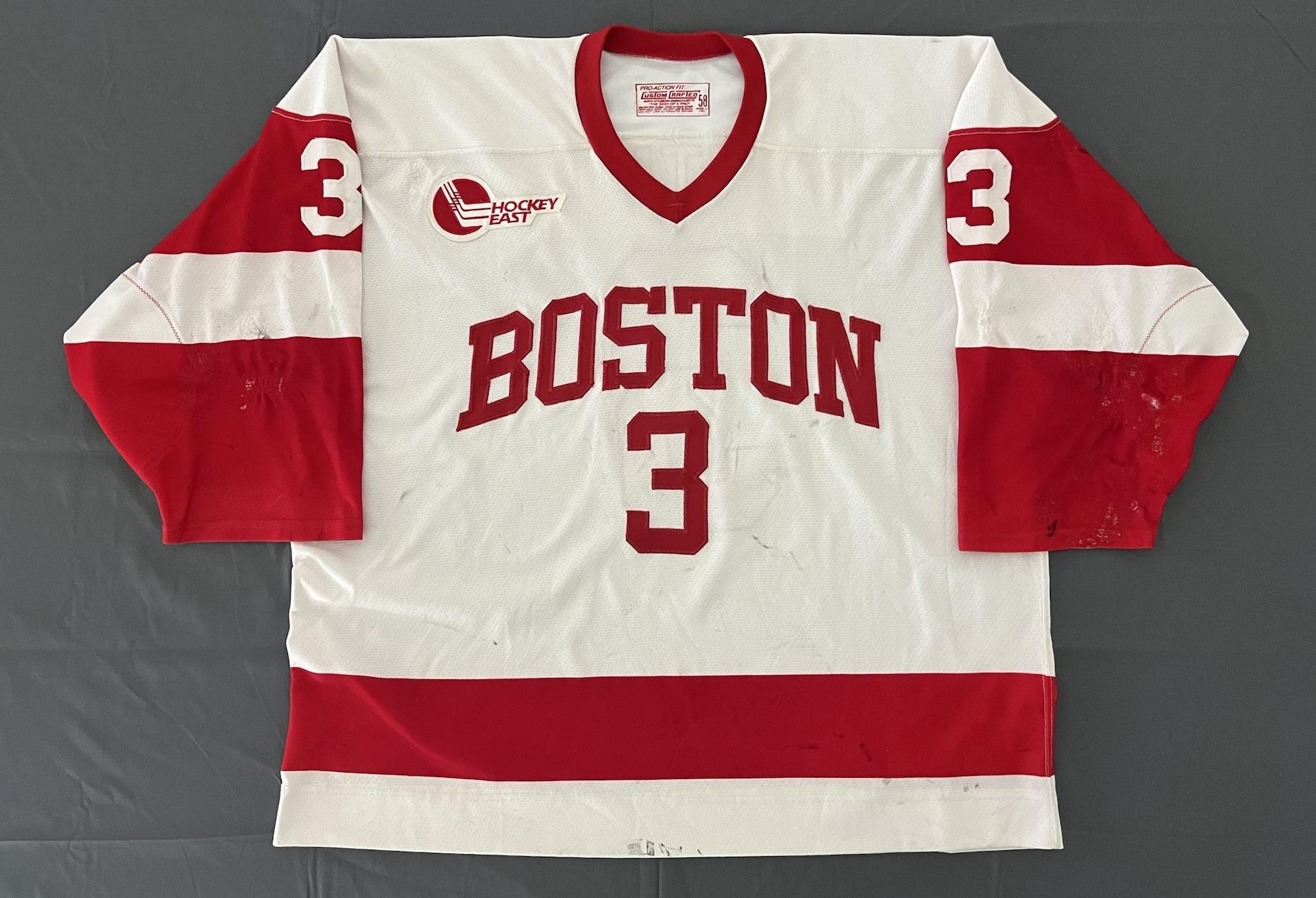 Ryan Whitney 2002-2003 Boston University White Set Game Worn