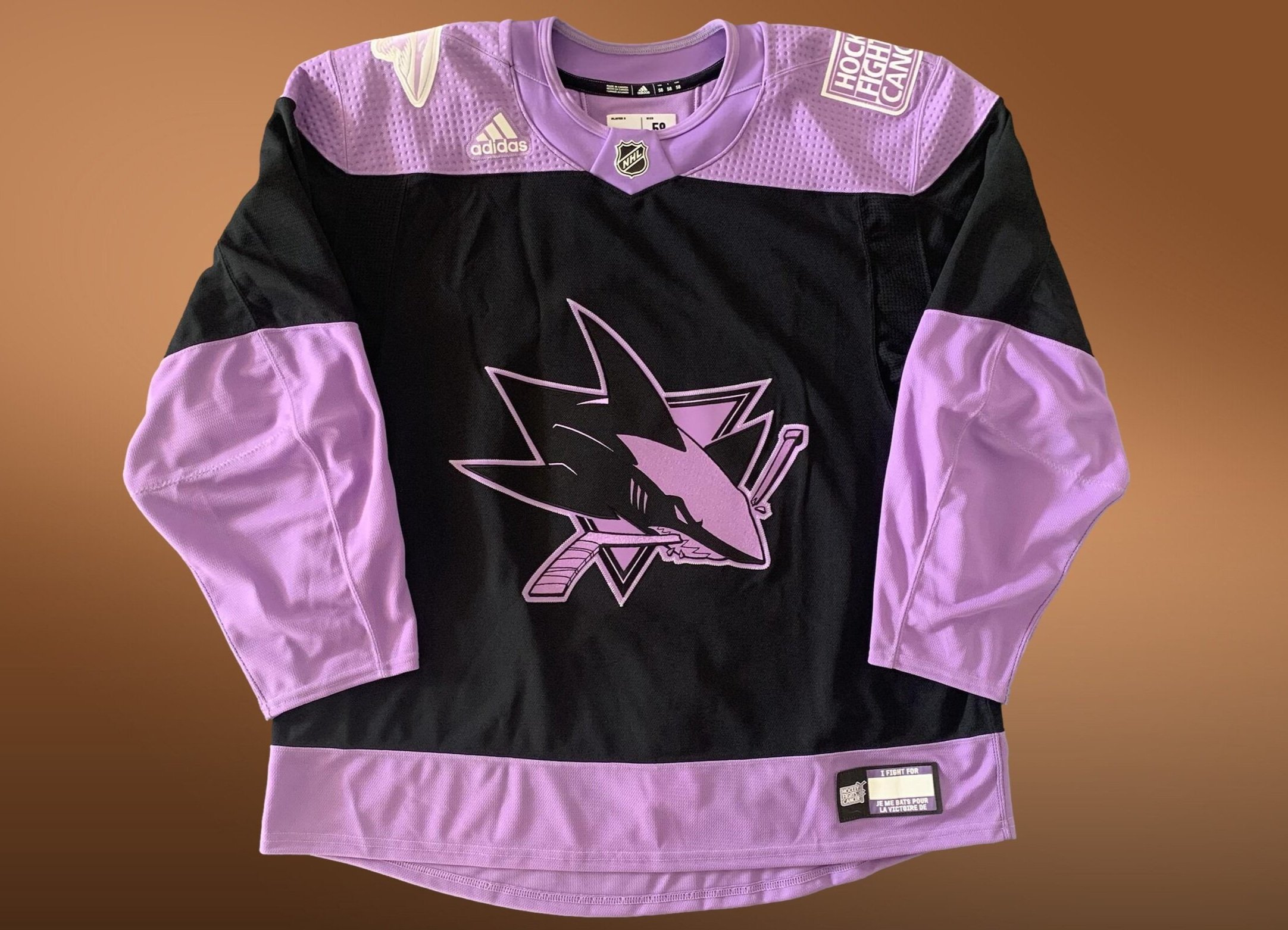 Hockey Fights Cancer San Jose Sharks Purple 255J Adidas NHL