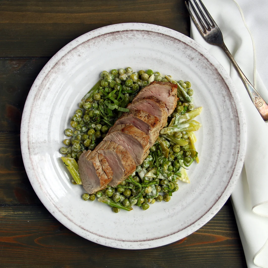 Pork Fillet on Creamy Peas