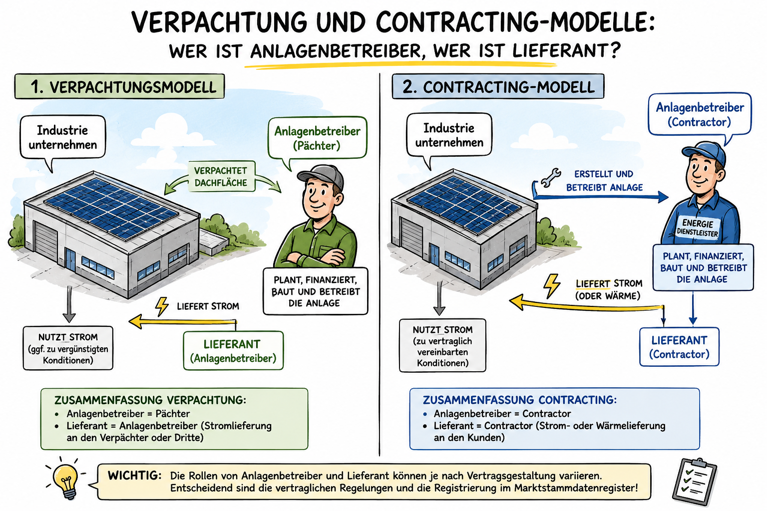 Verpachtung und Contracting-Modelle: Wer ist Anlagenbetreiber, wer ist Lieferant?