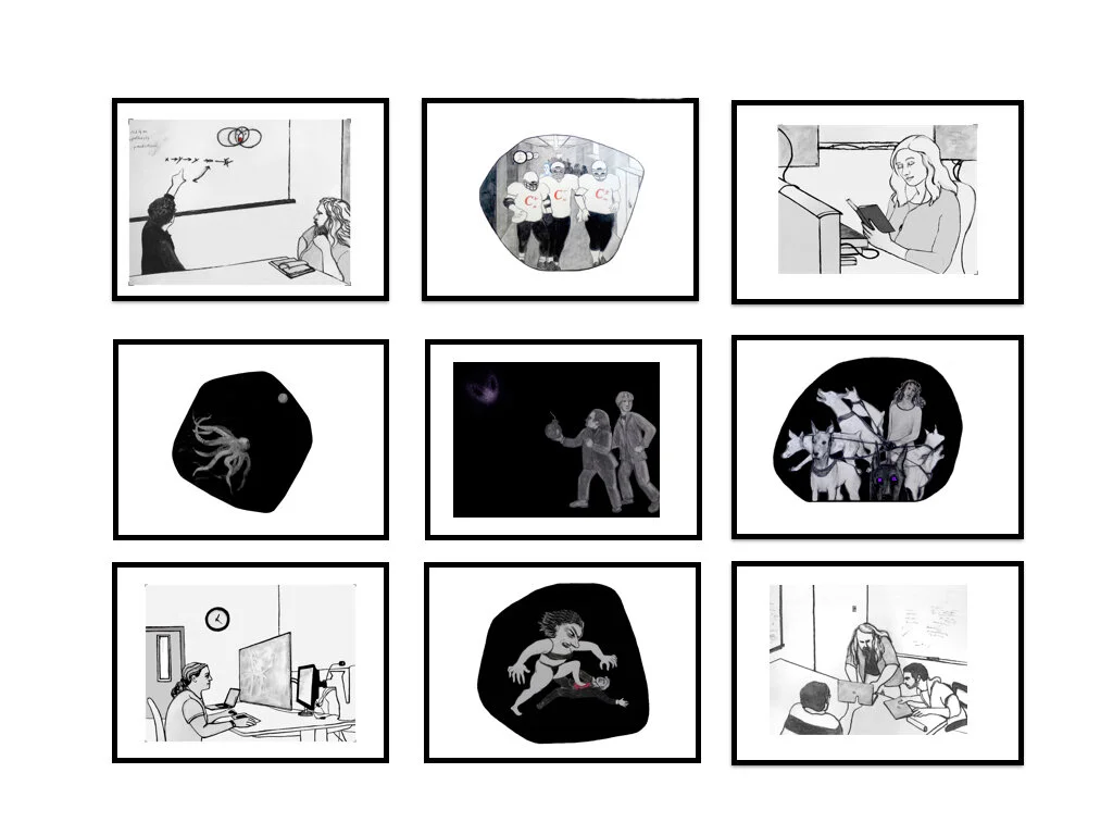 Meredith Tromble Dream Vortex: Lab Meeting, 2019 Matrix of 9 framed digital prints Each (framed) 20” x 23.5” Overall dimensions: 62” x 74”