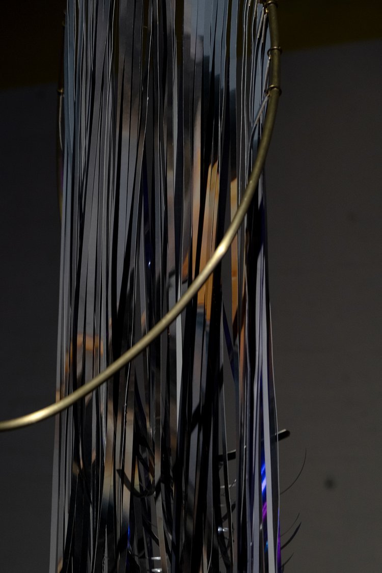DETAIL, Frame Light Sculpture , Juyon Lee, 2023, Brass, pigment ink on linen paper, and window film