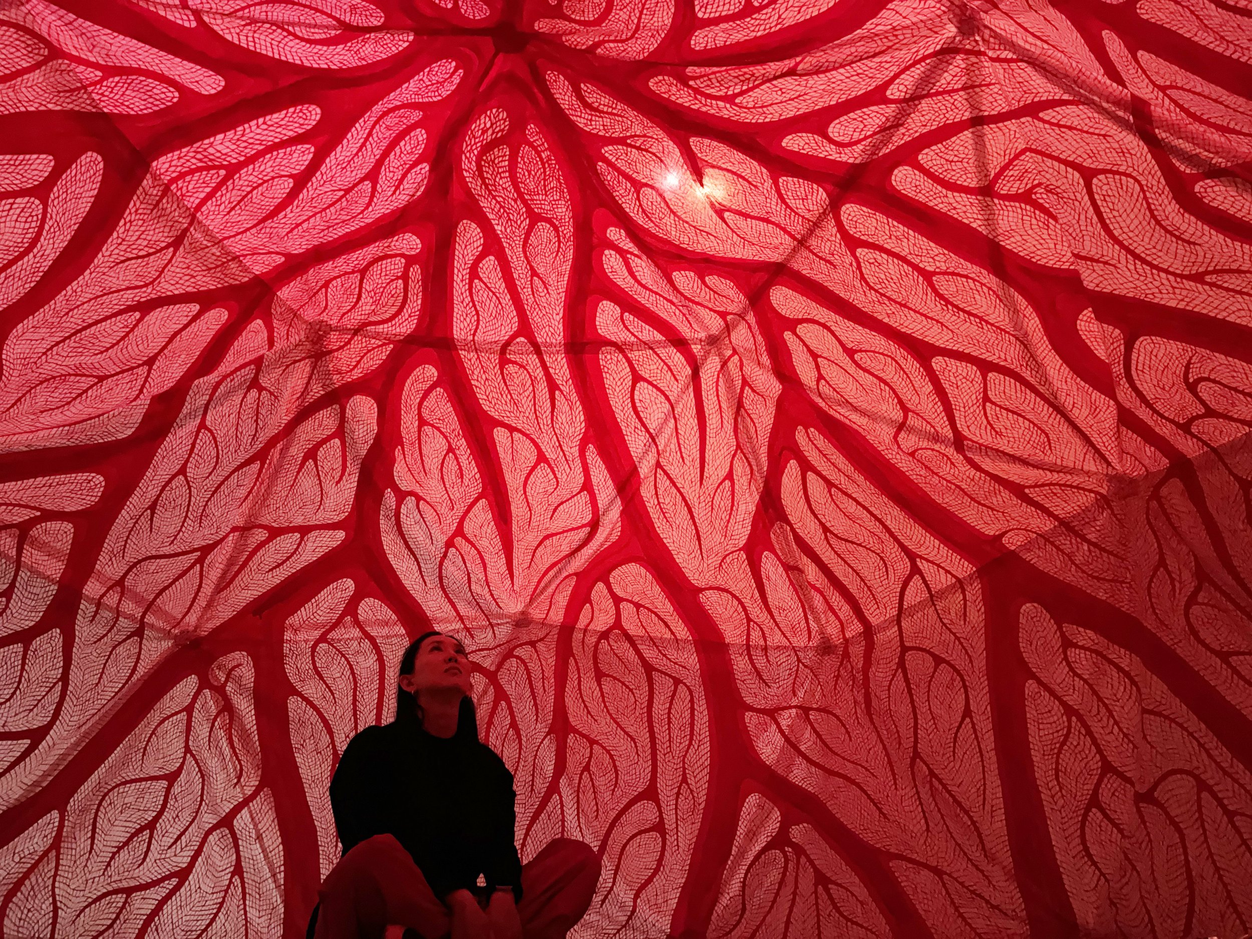  Artist, Shihori Yamamoto, inside her Womb installation, I am here to love you, Image Credit: Shihori Yamamoto 