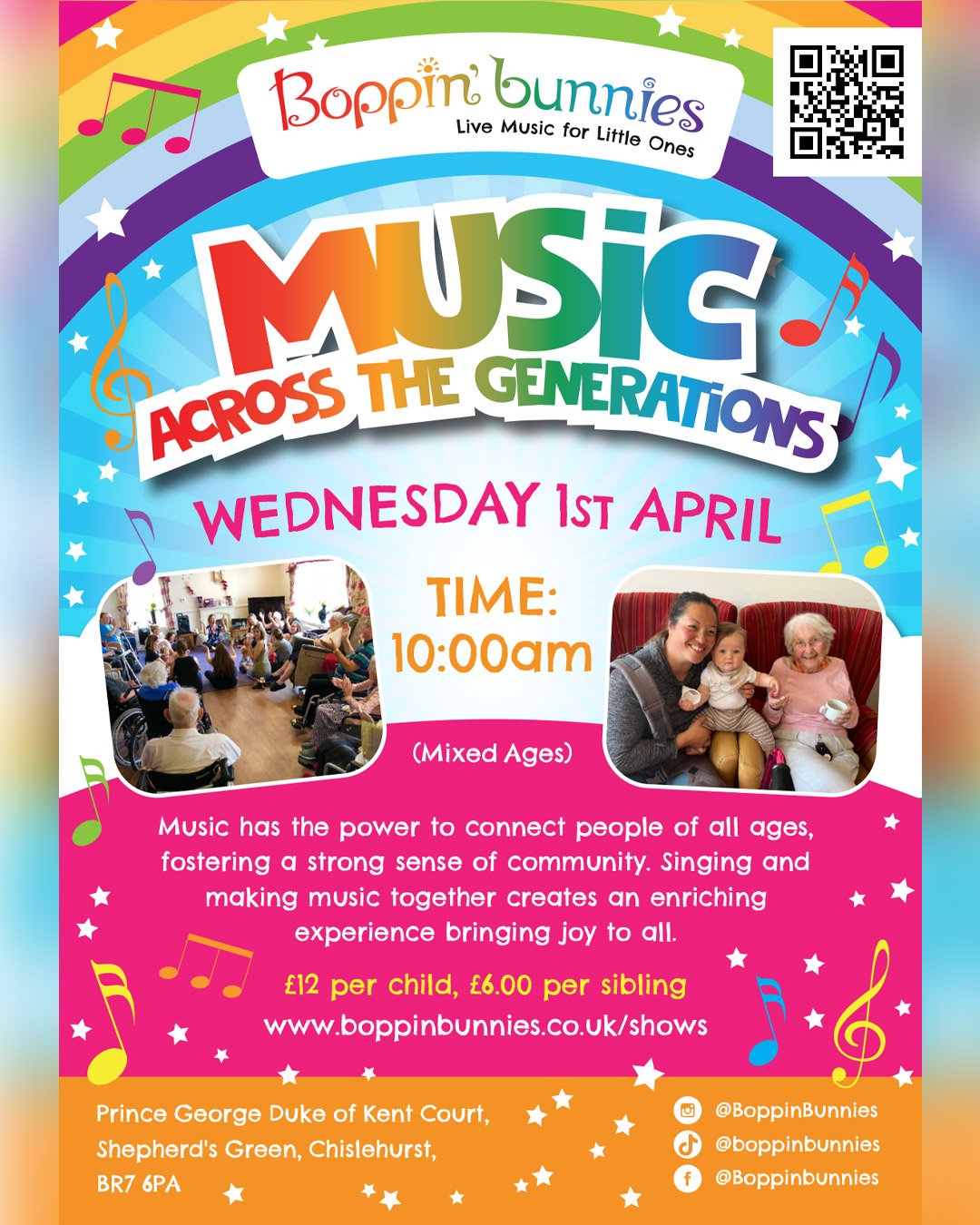 *** SOLD OUT *** Boppin' Bunnies Music Across the Generation - 1st April