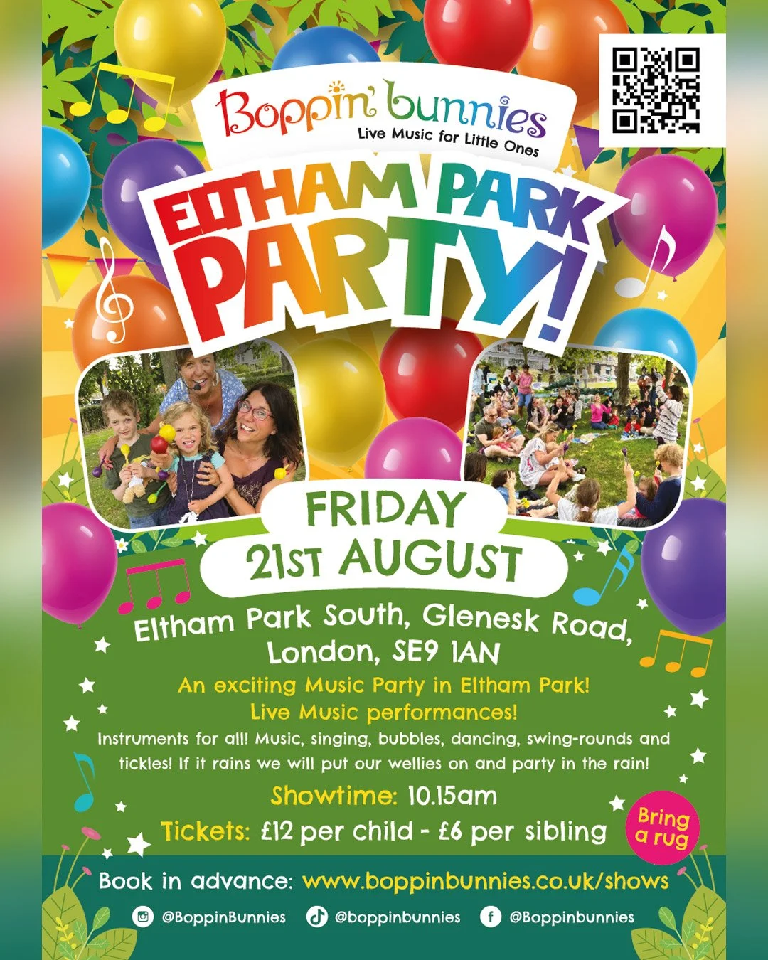 Boppin' Bunnies Summer Interactive Music Fun - Eltham Park, Eltham - Friday 21st August 
