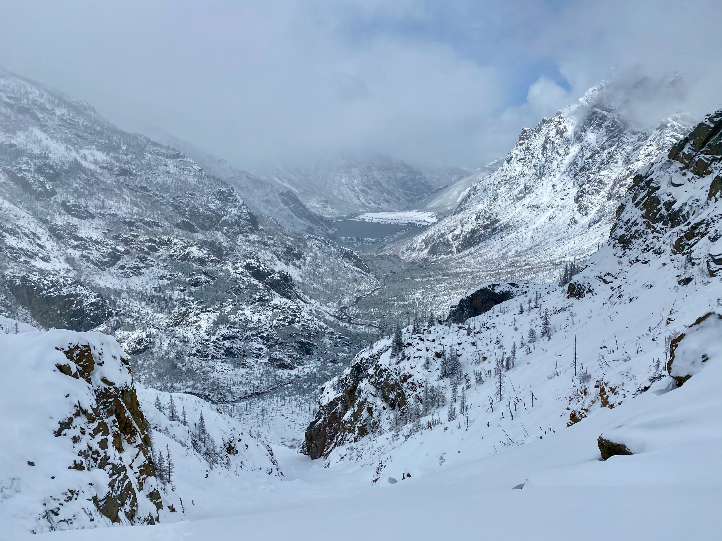 Looking back down the NW Gully of Peak 10422