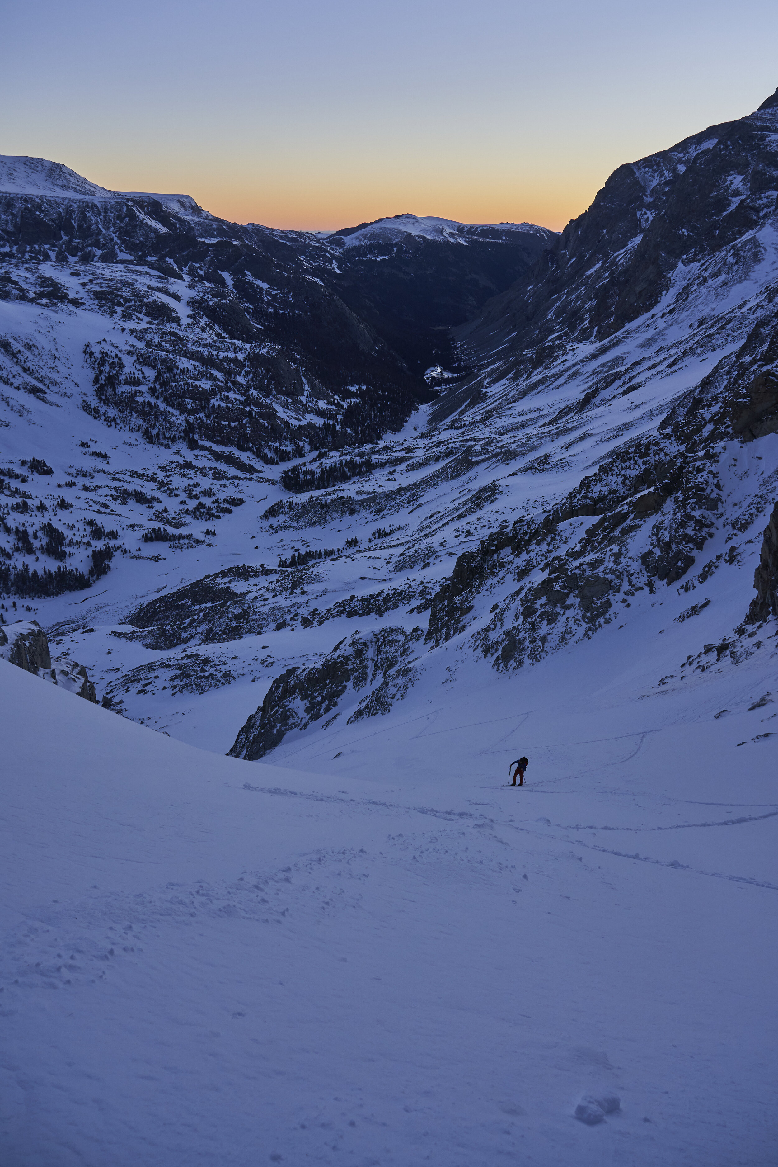 Skinning up the North Couloir of Whitetail