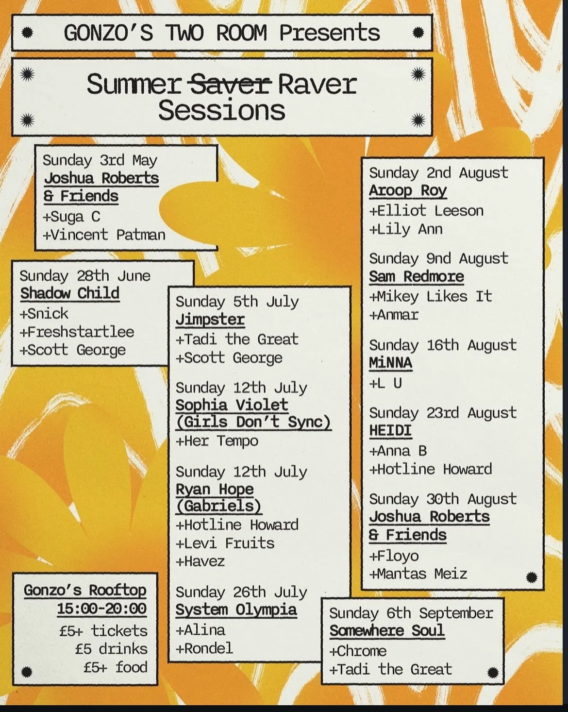 🌞 Summer Raver Saver Sessions HAVE LANDED! Eat, Drink and Party in the open air and be at home before the sun goes down, the perfect Sunday if you ask us&hellip;

It&rsquo;s also light on the wallet with tickets, drinks and food at just a fiver a po