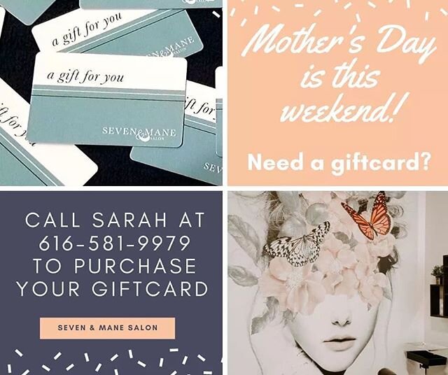 #sevenandmane #giftcards #shoplocal #mothersday #hairsalonwalkermi