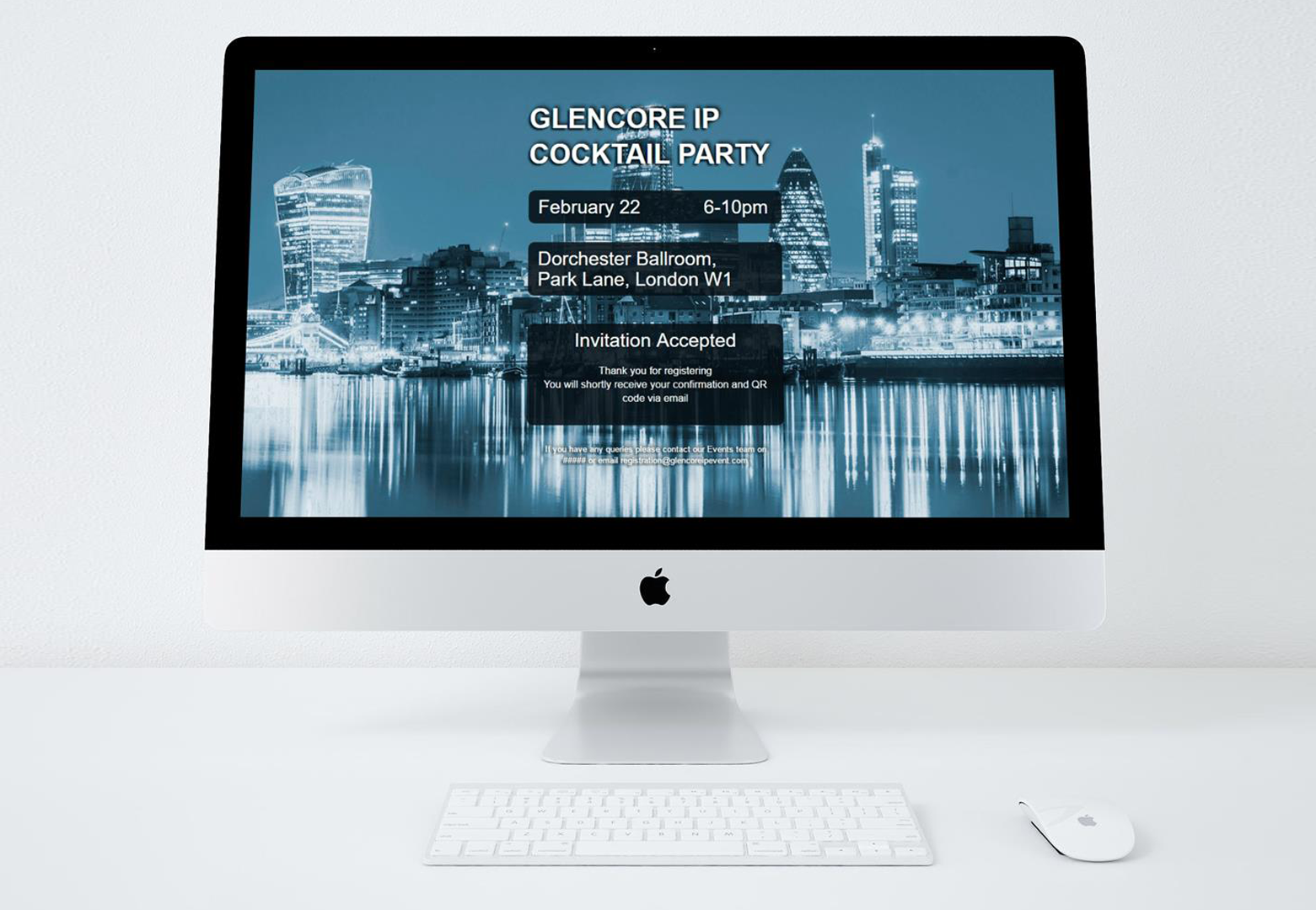 desktop PC showing an accepted digital RSVP from Event Connections