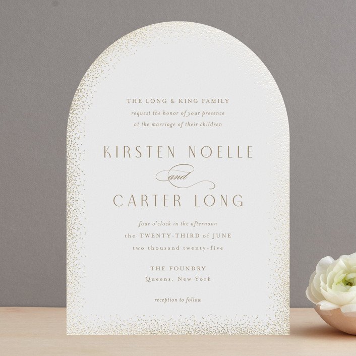 Glitter Arch Foil-Pressed Wedding Invitation