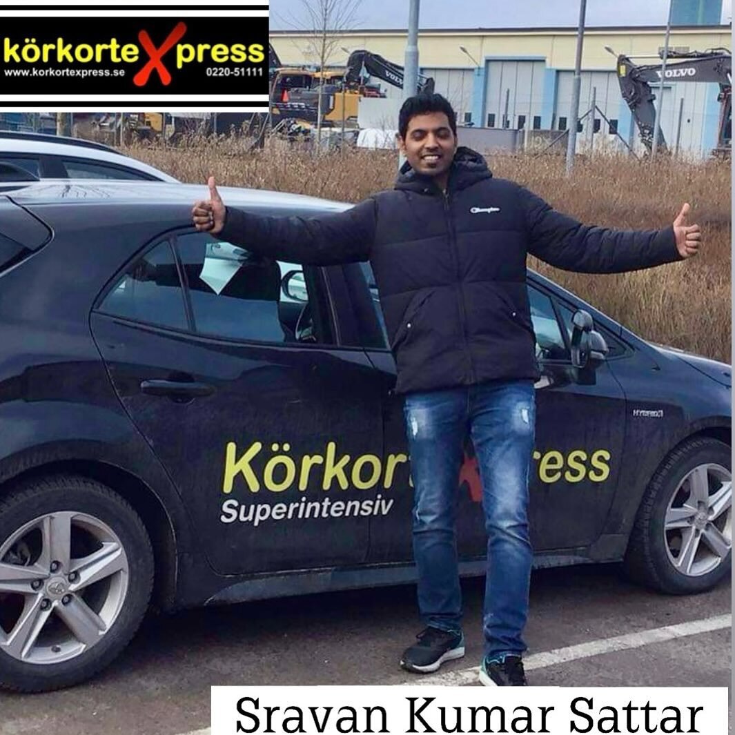 ✅ Congrats Sravan Kumar Sattar!
Take care and thank you for choosing us 😊 good job!👏 🚗⭐️

✅ Grattis till körkortet!

Minst en om dagen tar k&ouml;rkort hos oss! Vill du ocks&aring; bli en av dem? H&ouml;r av dej!
.
K &Ouml; R K O R T E X P R E S 