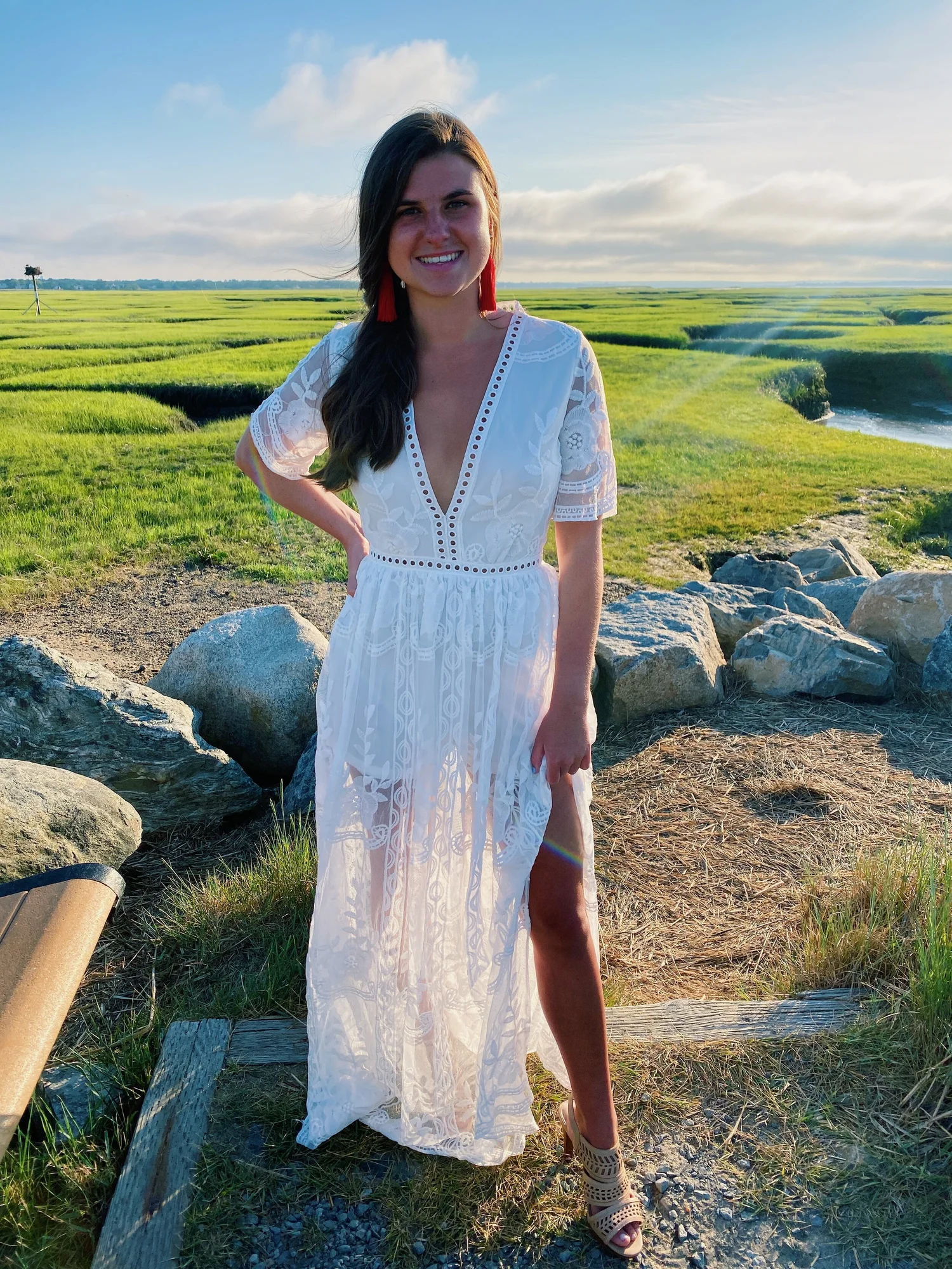 princess polly baby blue dress Boho Wedding Dress A Line Spaghetti Straps With Long Sleeve Lace Appliques Bridal  Gown Illusion Deep V Neck Robe De Mar Color champagne US Size 18W main image 0
