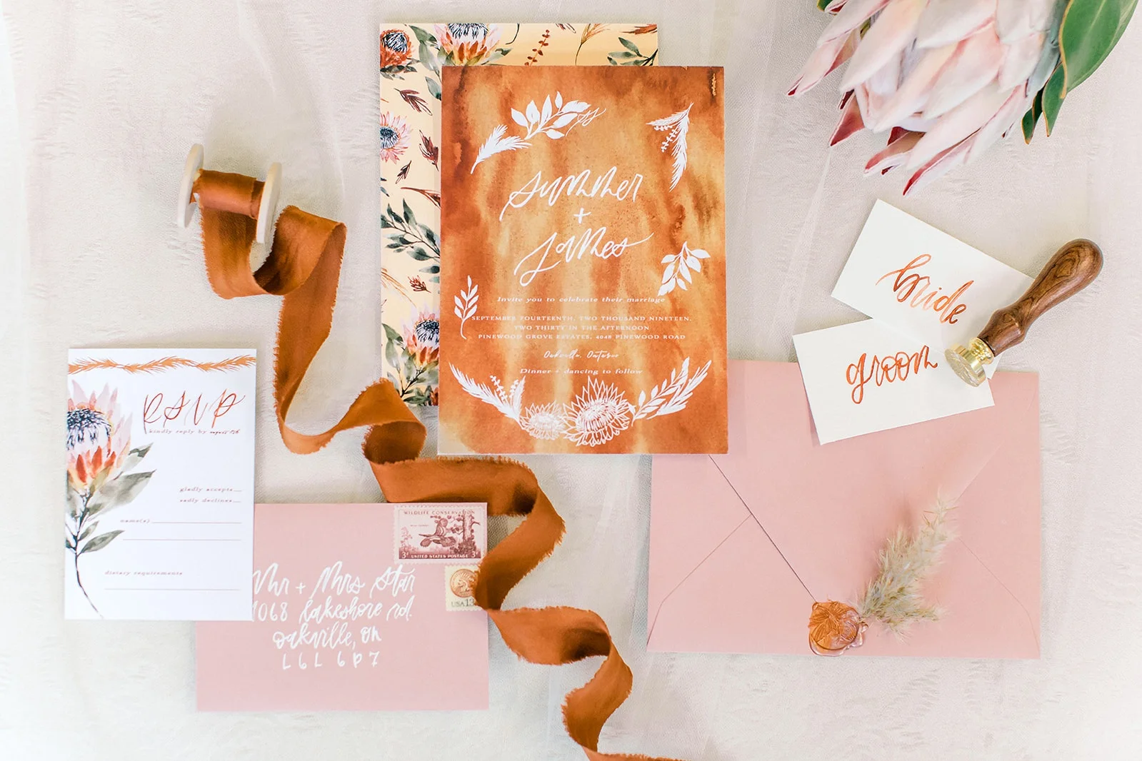 Airy-Dreamy-Orange-Pink-Peach-Rust-Bohemian-Protea-Watercolor-Invitation-Envelope-Calligraphy.jpg
