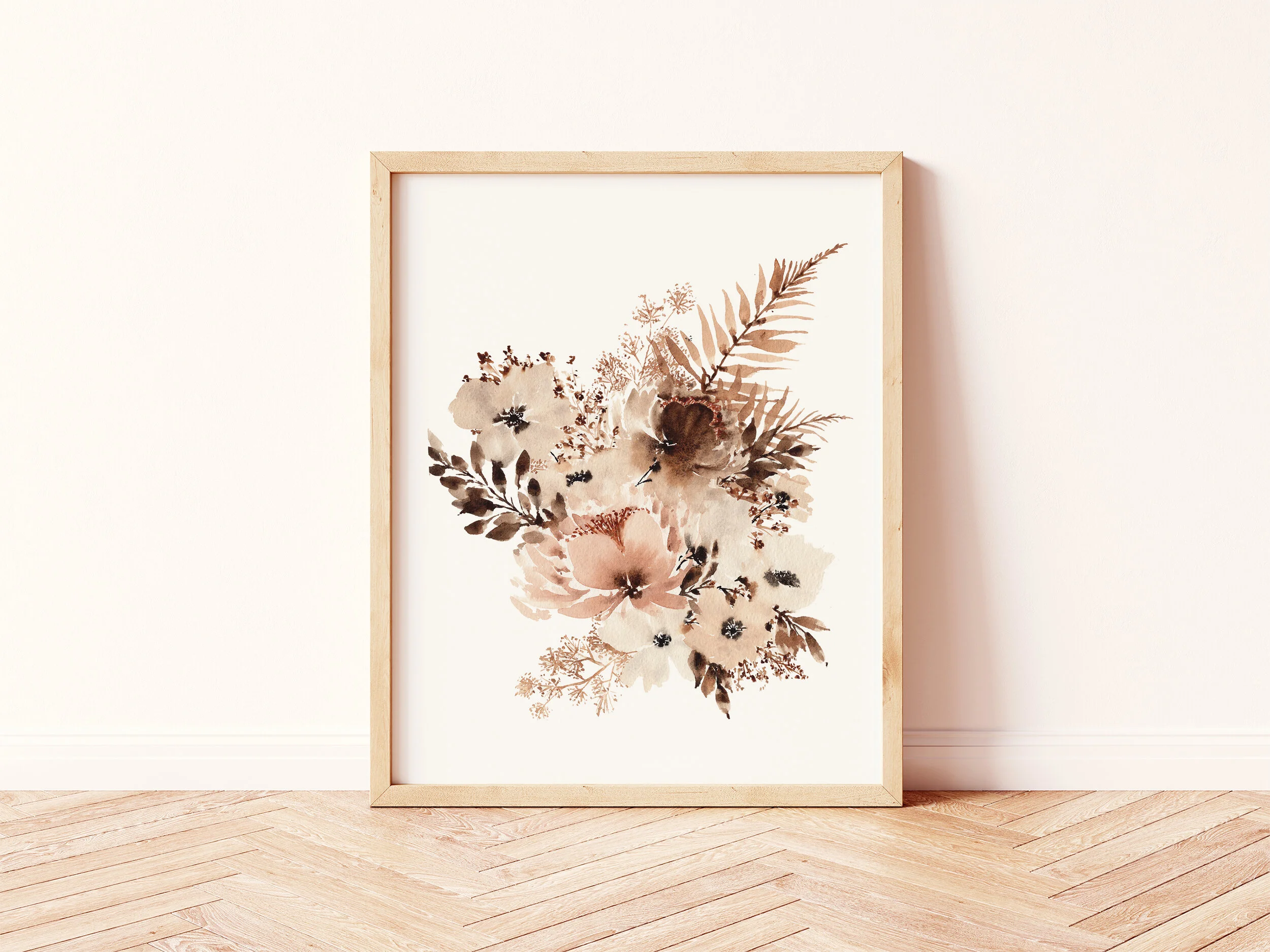 "Minimalist Bohemian Palm Leaves Neutral Dried Floral" Art Print