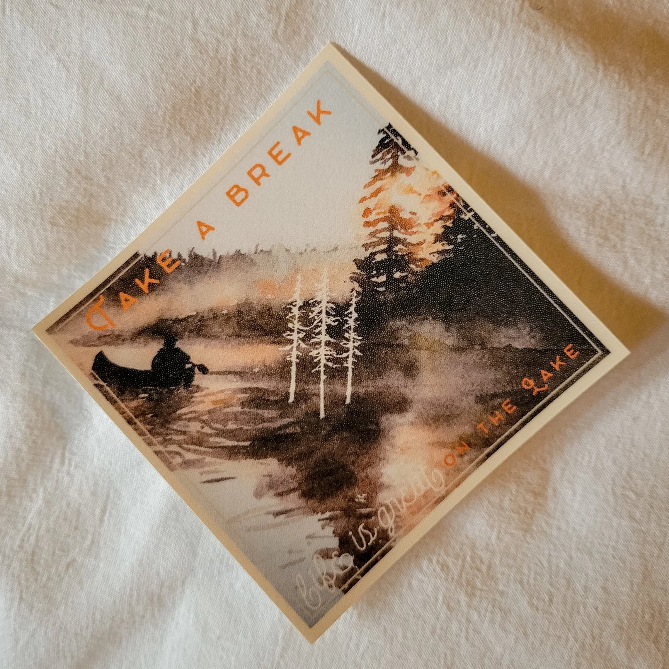 Take a Break Life is Great on the Lake | Vinyl Sticker | Adventure Camping Patch