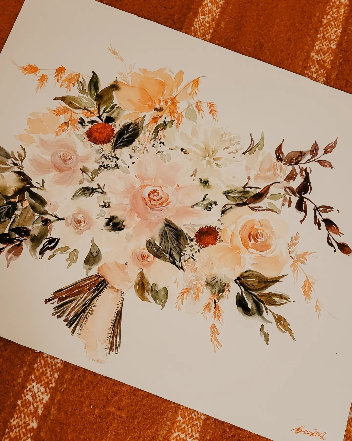 A bridal bouquet I sent out before the holidays 🥰 Books are back open for the new year. You can find the links to book custom paintings, invitations, and shop products in my new fancy link in bio ☀️

Whoops, I'm supposed to be on vacation. When you 