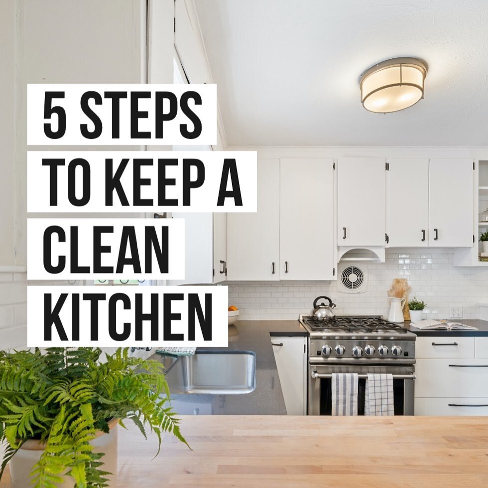 We know cleaning can be overwhelming, and things get cluttered around the house very easily. We want to share 5 simple ways to keep your kitchen clean, everyday!

1. Clear clutter off your counters.
2. Empty dishwasher and wash dishes.
3. Empty and w