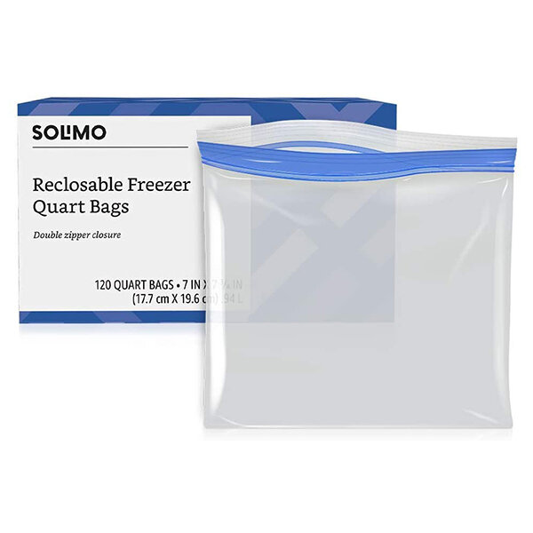 Basics Freezer Quart Bags, 120 Count (Previously Solimo)