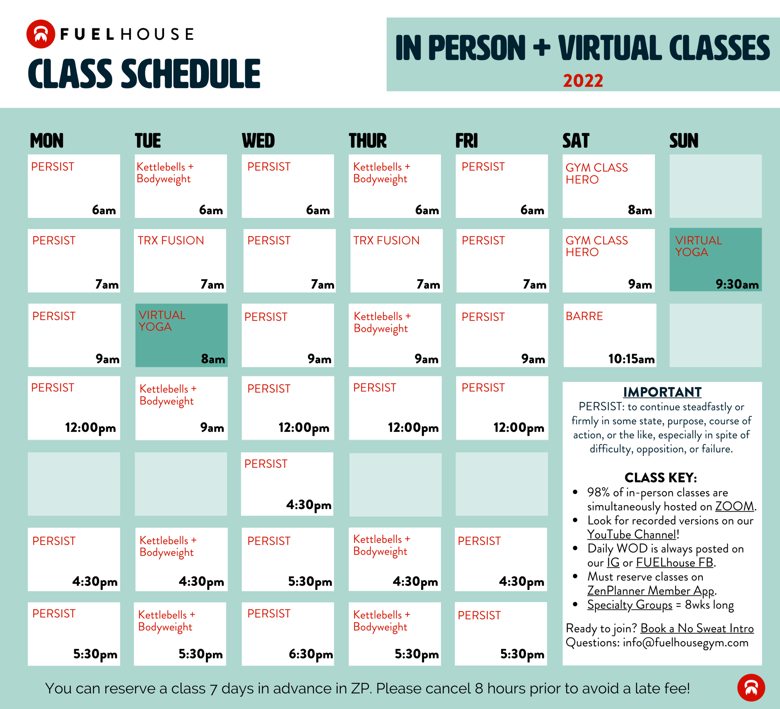 New Group Class Schedule Launching Monday January 17th!