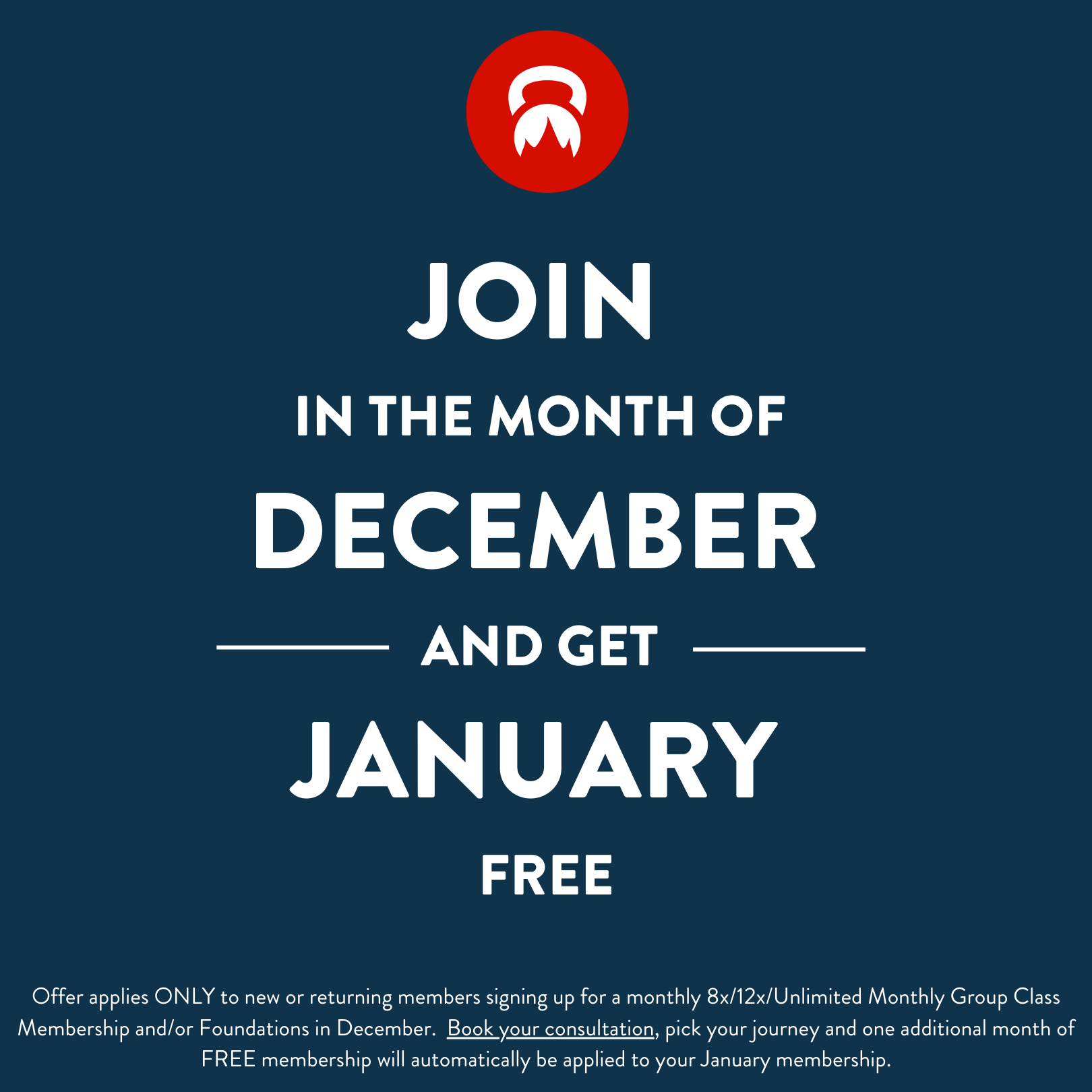 Join in December and get January FREE!