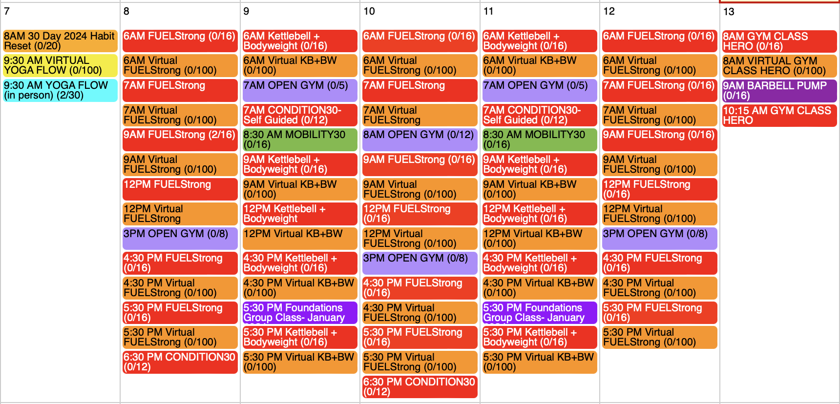 *NEW* classes + schedule changes starting week of Jan 8, 2024!