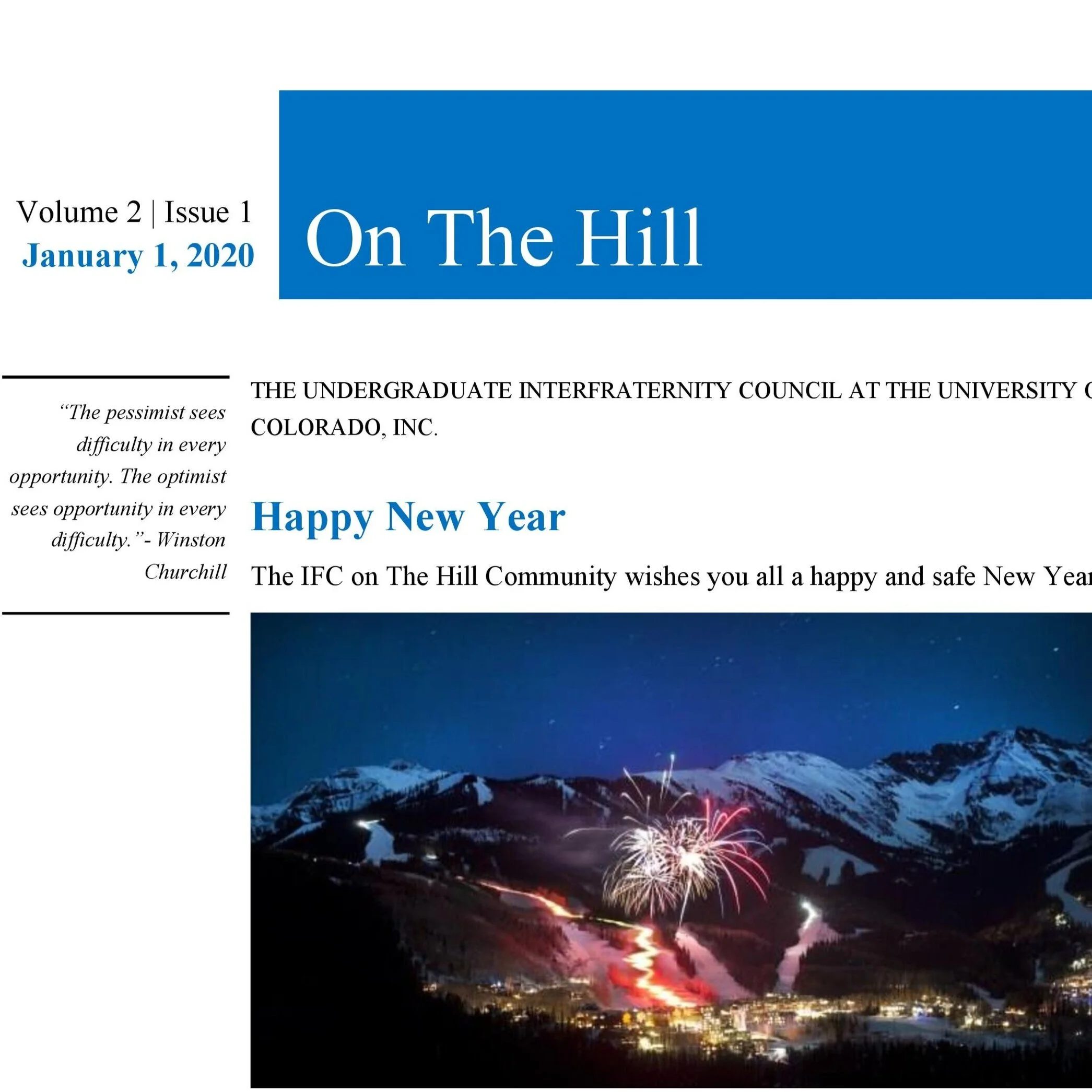 IFC On The Hill Newsletter January 2021