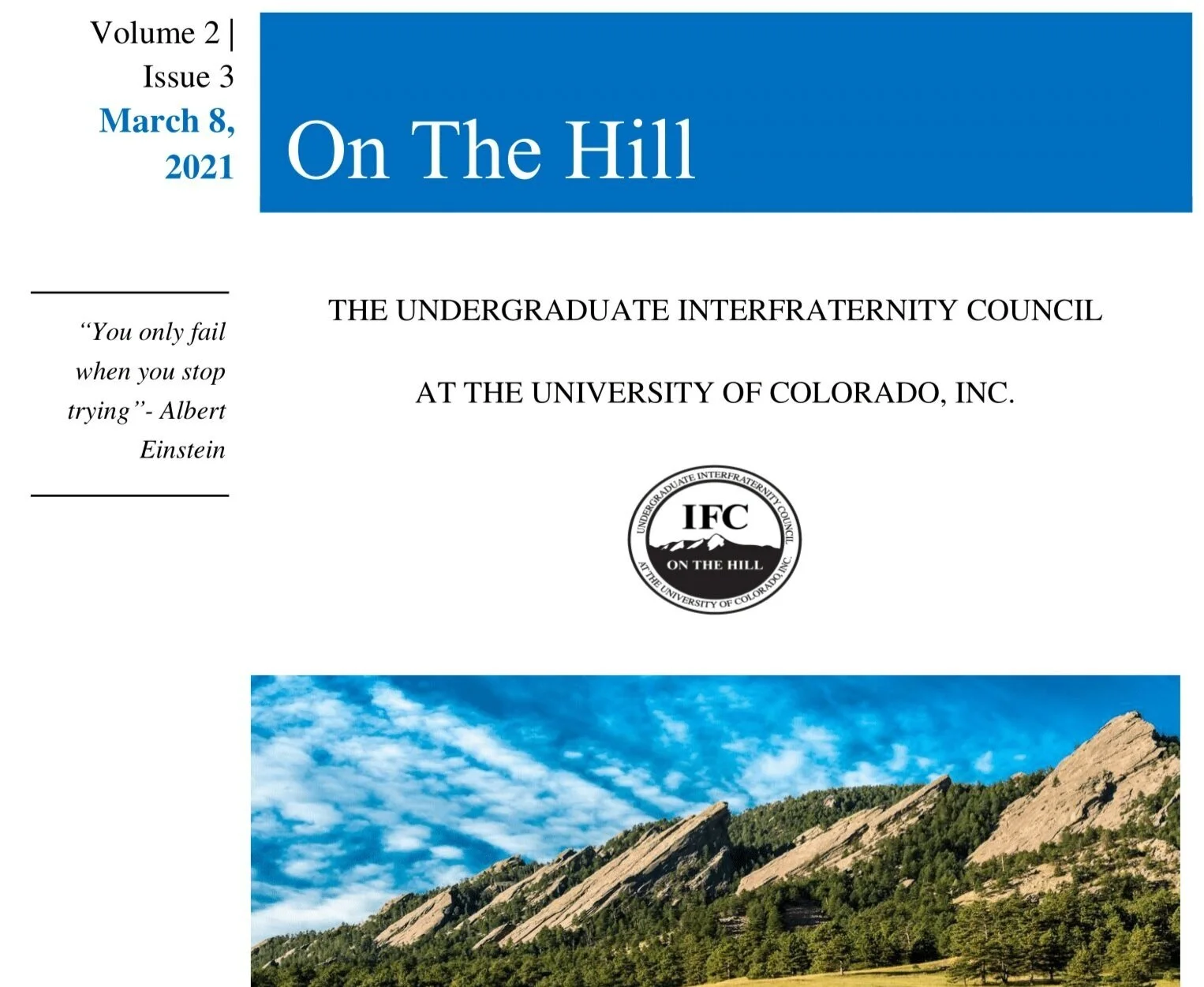 IFC On The Hill Newsletter March 2021