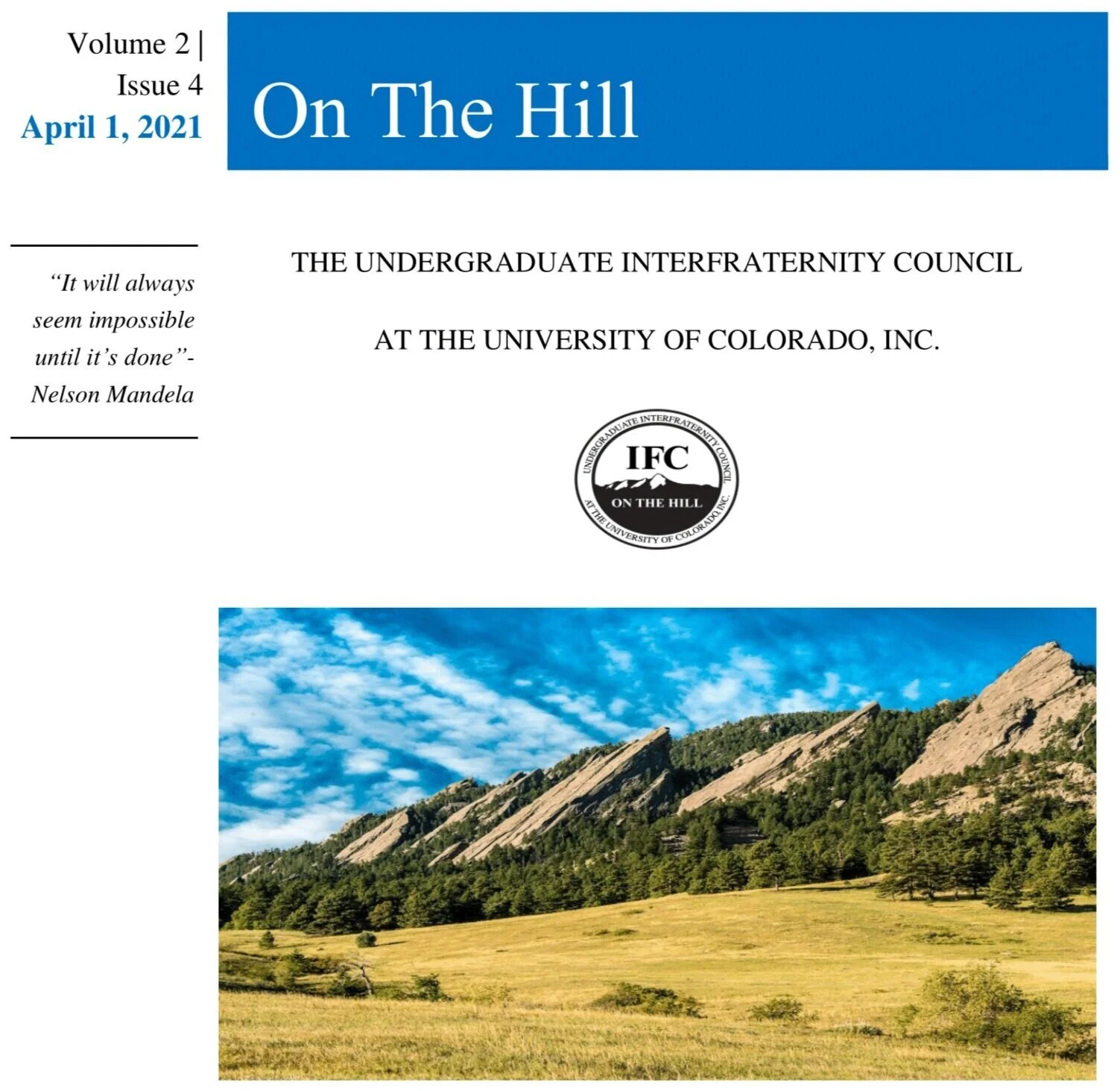 IFC On The Hill Newsletter April 2021