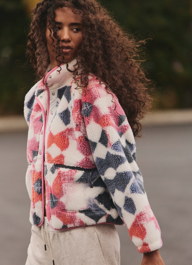 Free People Movement Hit The Slopes Printed Fleece Jacket