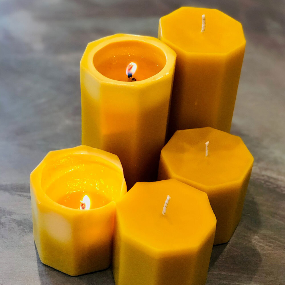 Little Roo: Beeswax Candle Small Pillar