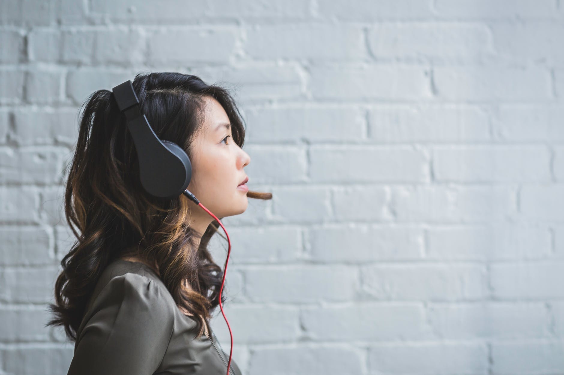 Woman wearing headphones