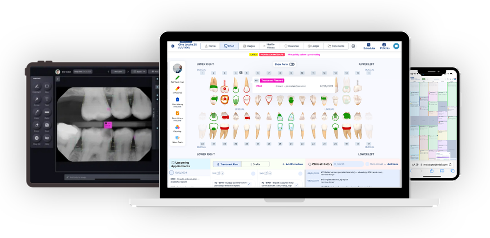 Asprodental scheduling platform on a laptop and phone