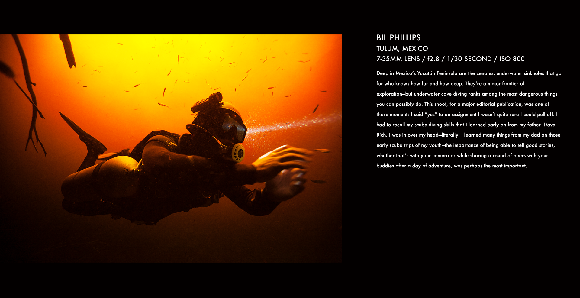  bill tulum, mexico, diving, underwater, action sports, caving, underwater cave, corey rich, stories behind the images 