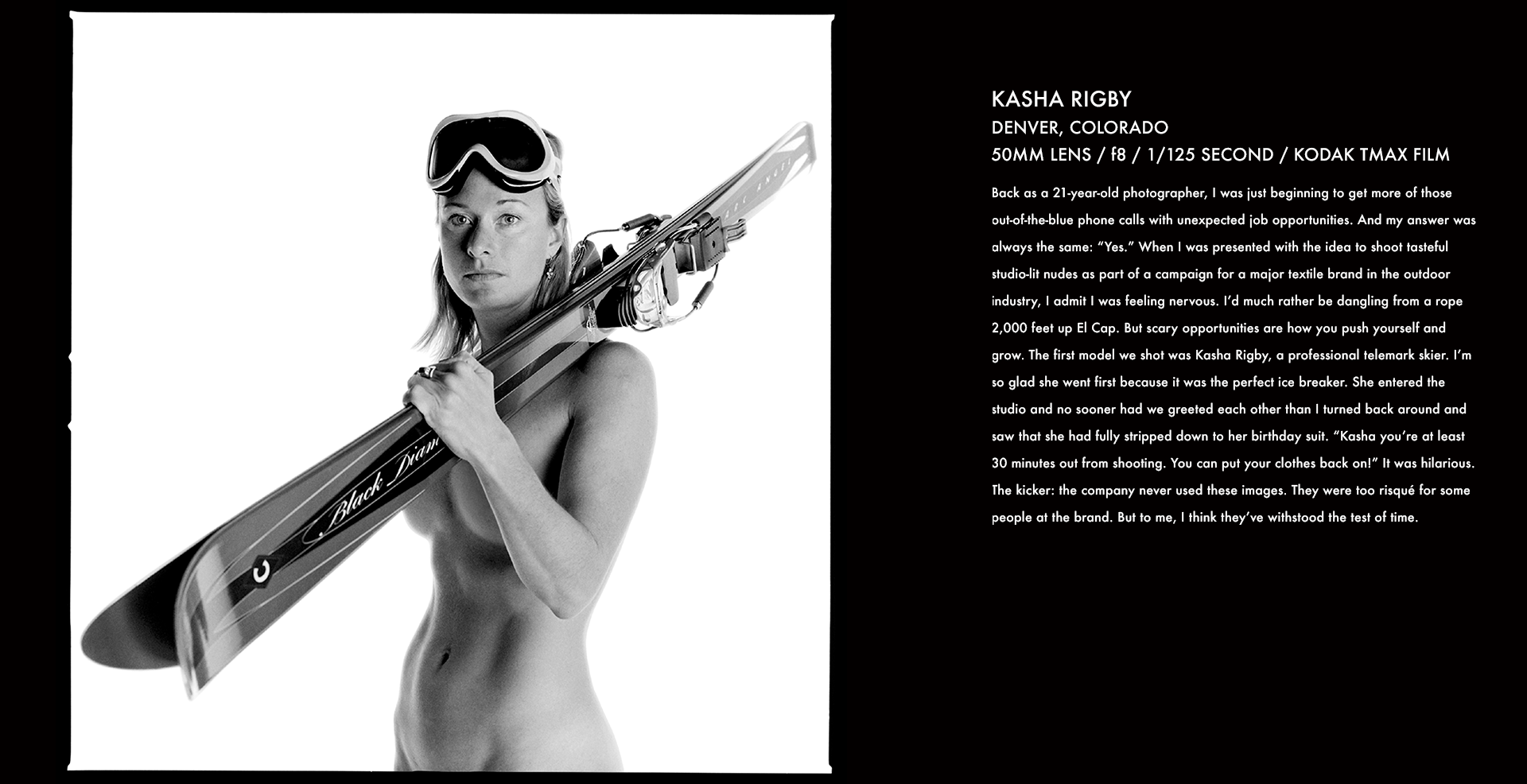  kasha rigby, skiing, portrait, seamless, athlete, body issue, stories behind the images, corey rich, action sports, photo 