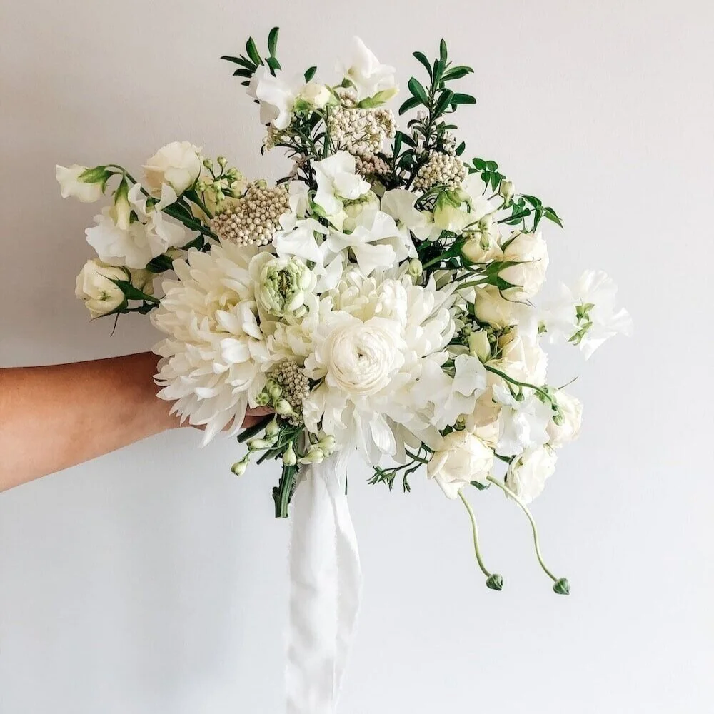 White and green bridal bouquet