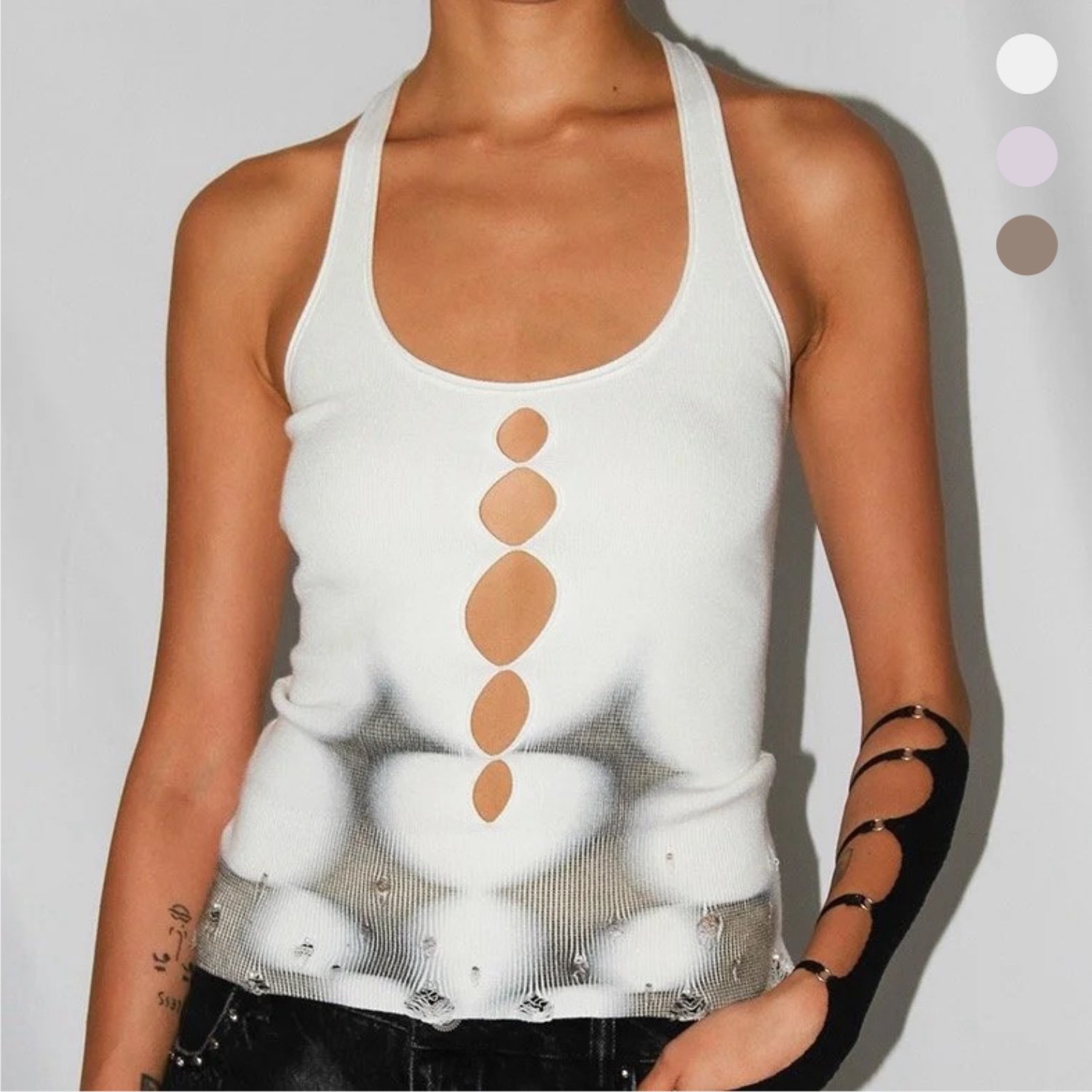Print Cutout Vest