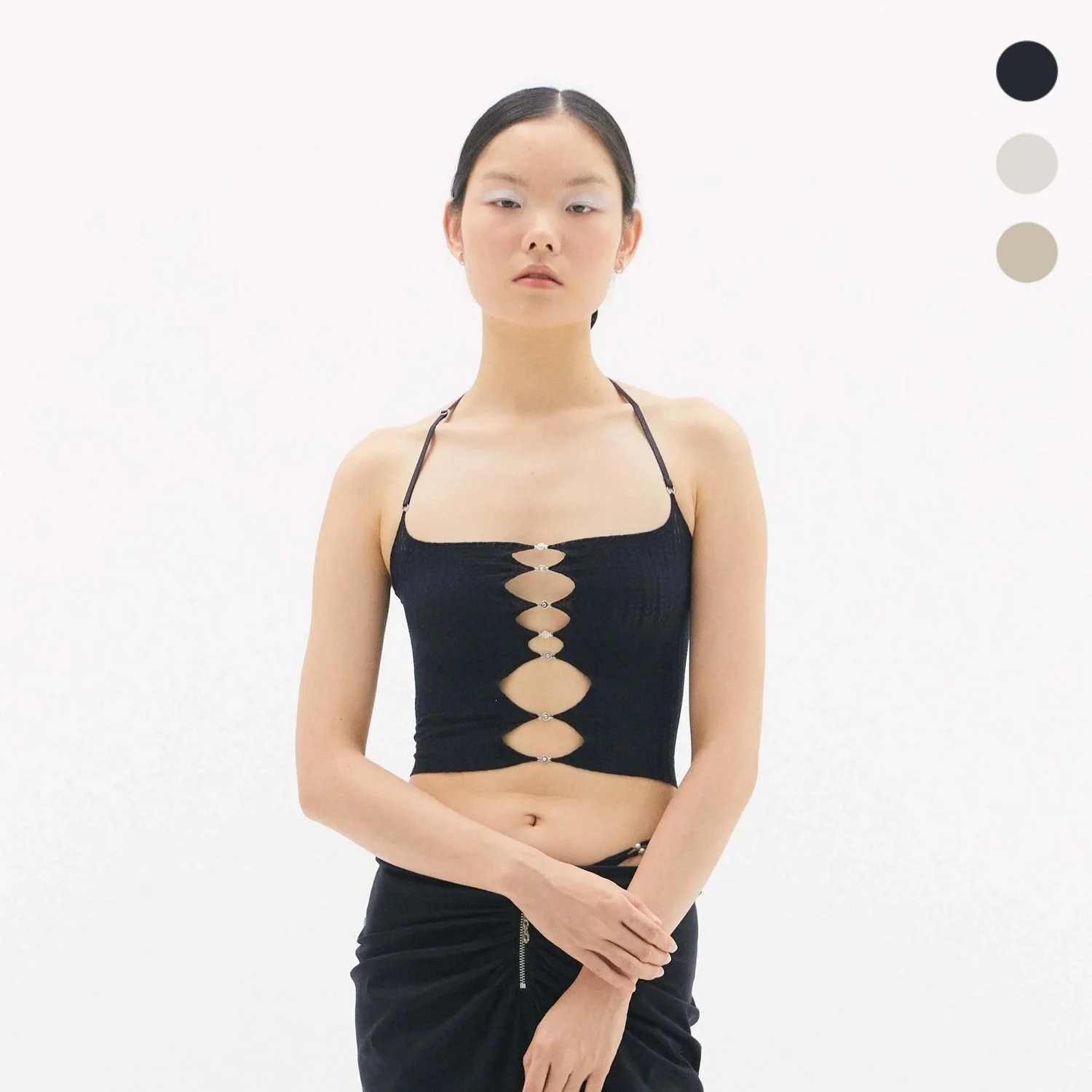 Button Halter Neck Top